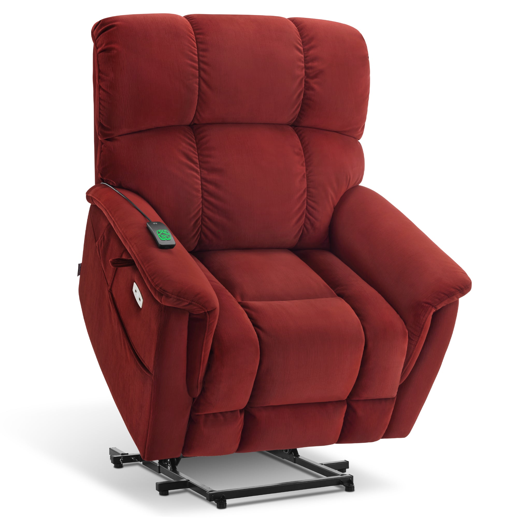 Power Lift Recliner Chair for Elderly, Dual Motor, Massage and Heat, Fabric R7166
