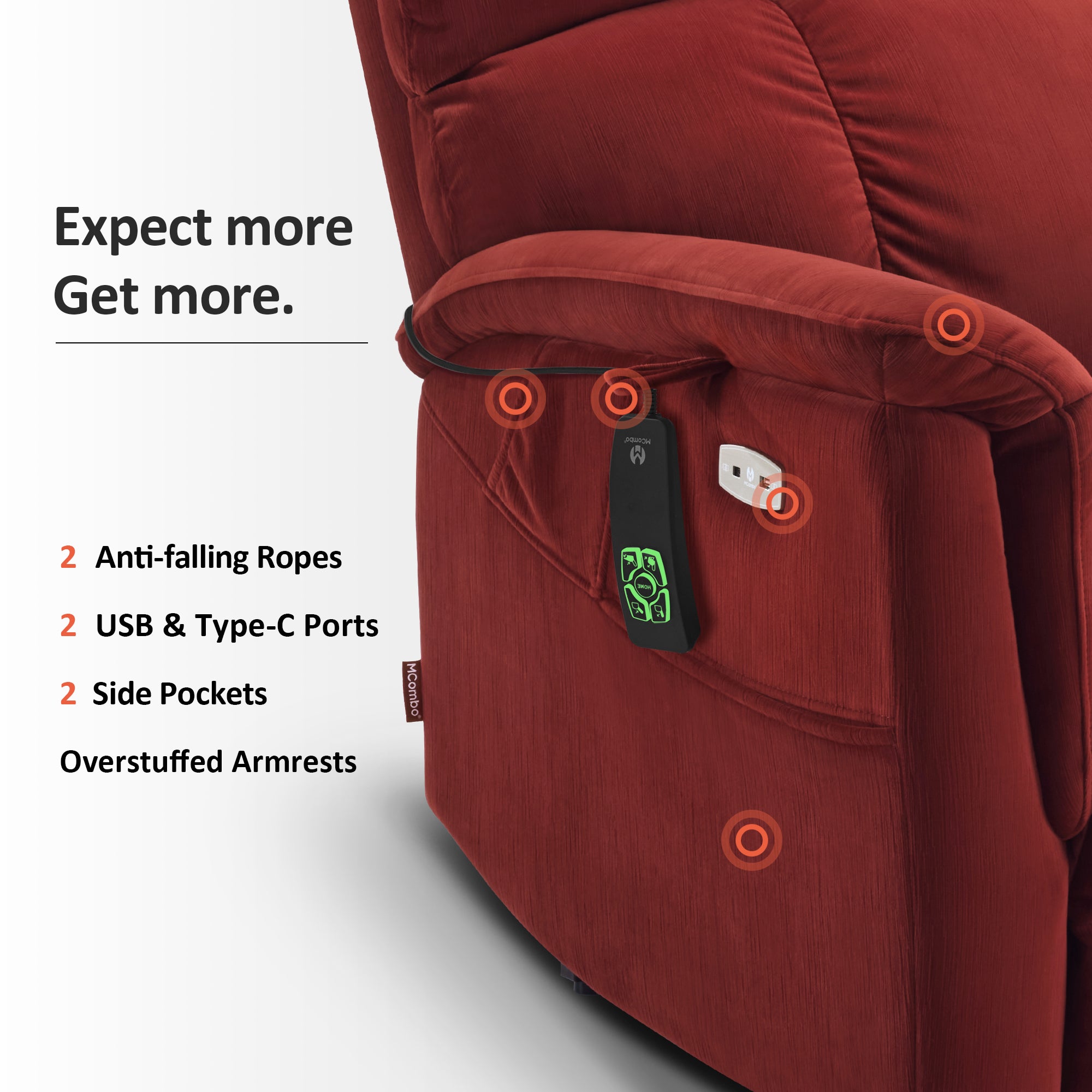 Power Lift Recliner Chair for Elderly, Dual Motor, Massage and Heat, Fabric R7166