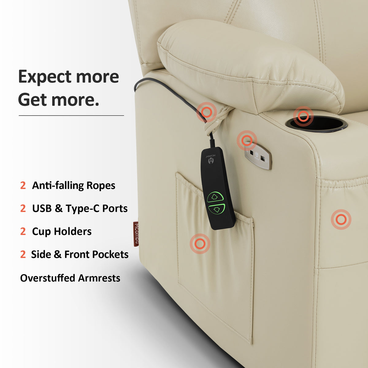 Power Lift Recliner Chair for Elderly, Massage and Heat, Faux Leather 7040|7516|7141|R7045|R7510|R7042