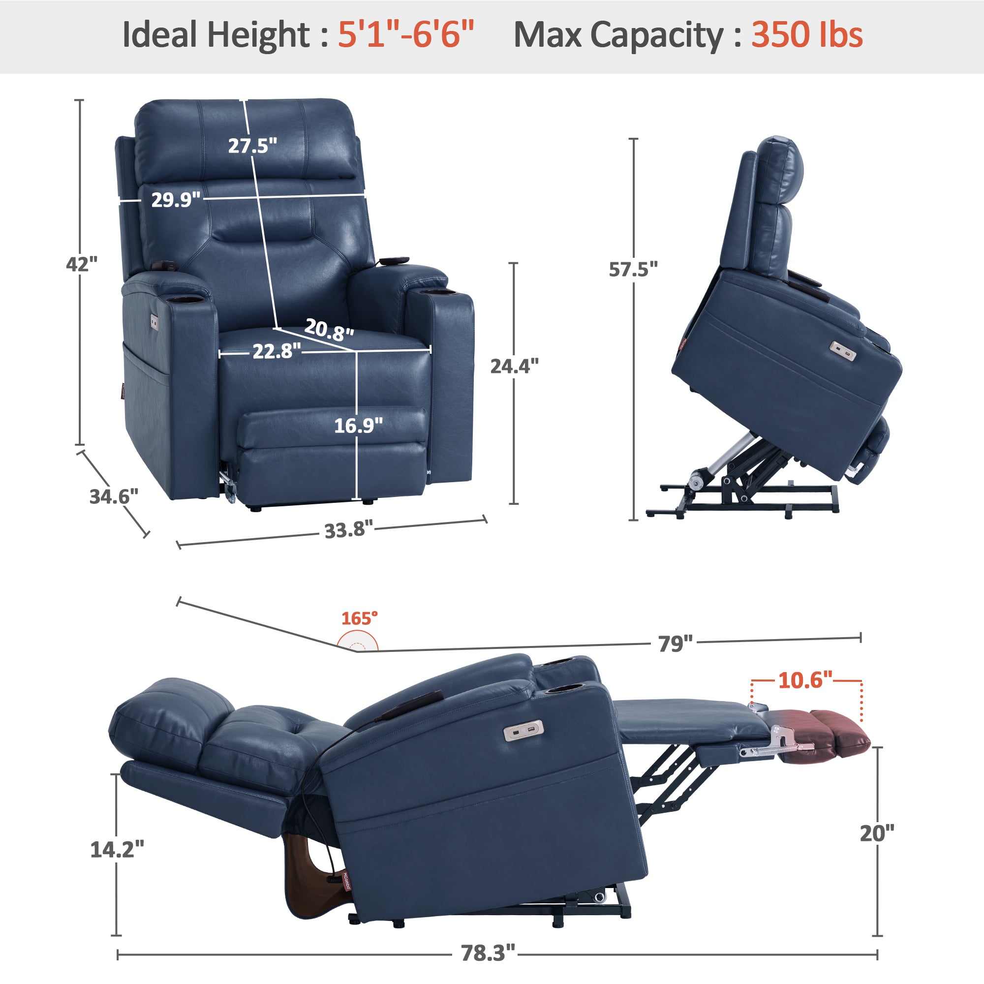 Dual Motor Power Lift Recliner Chair for Elderly