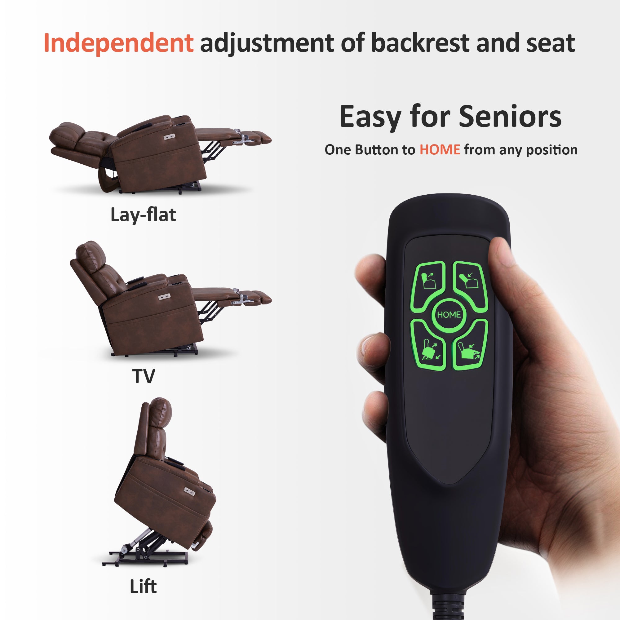 Dual Motor Power Lift Recliner Chair for Elderly
