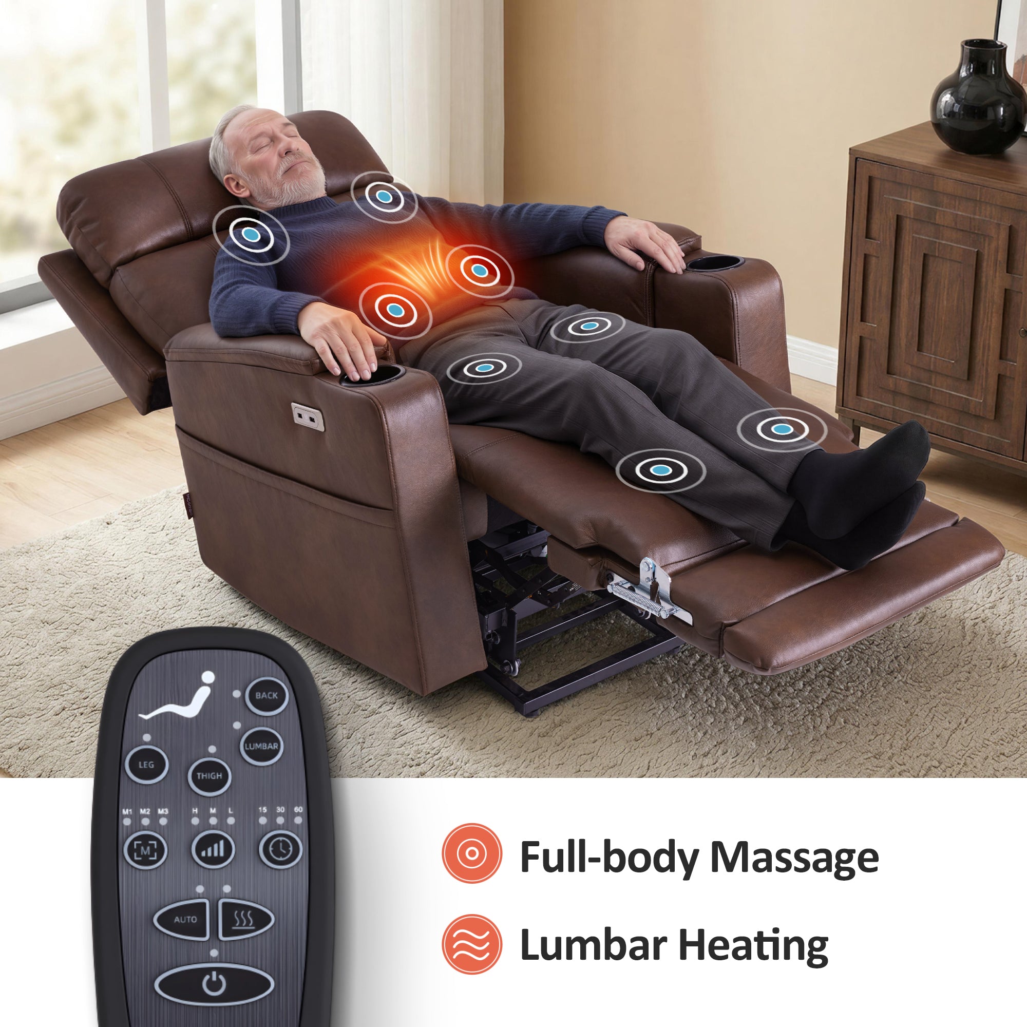 Dual Motor Power Lift Recliner Chair for Elderly