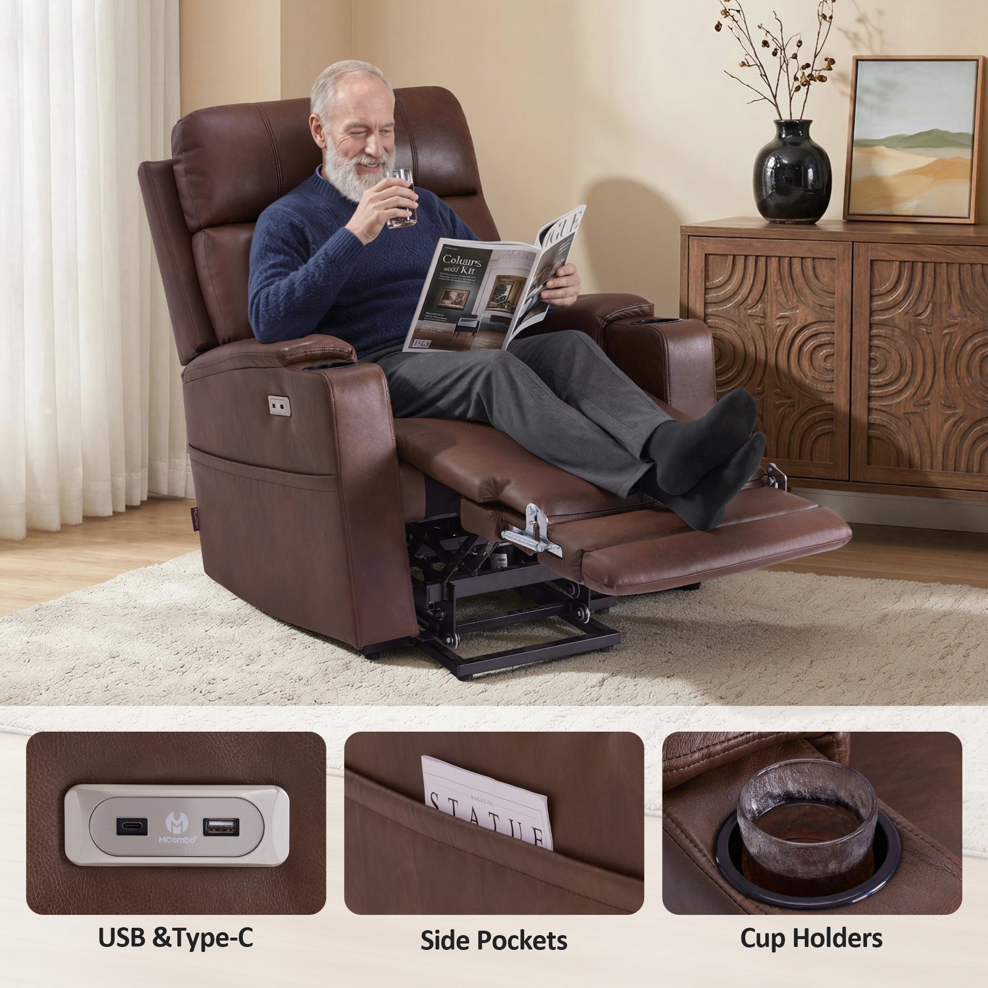 Dual Motor Power Lift Recliner Chair for Elderly