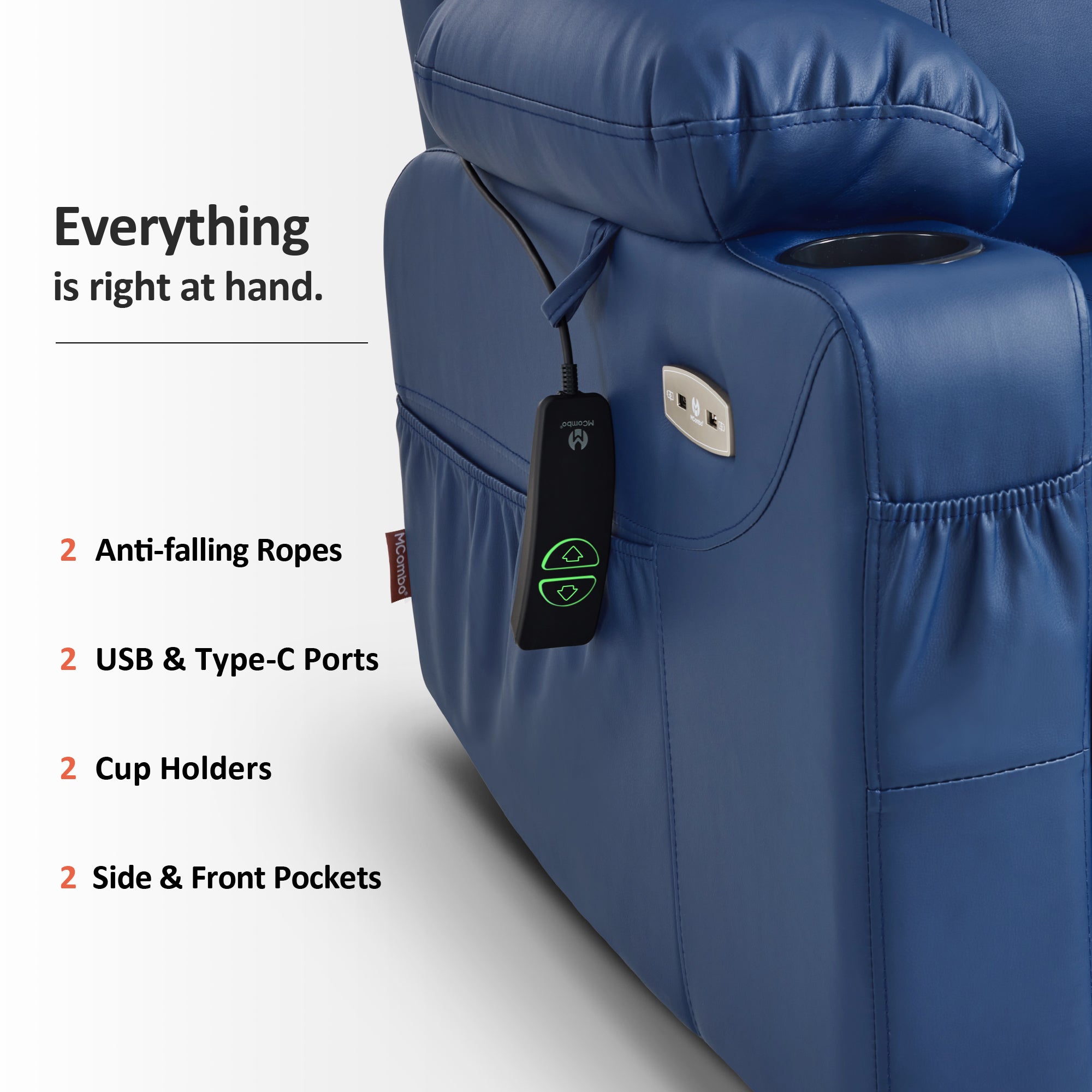 Power Lift Recliner Chair for Elderly, Massage and Heat, Faux Leather 7040|7516|7141|R7045|R7510