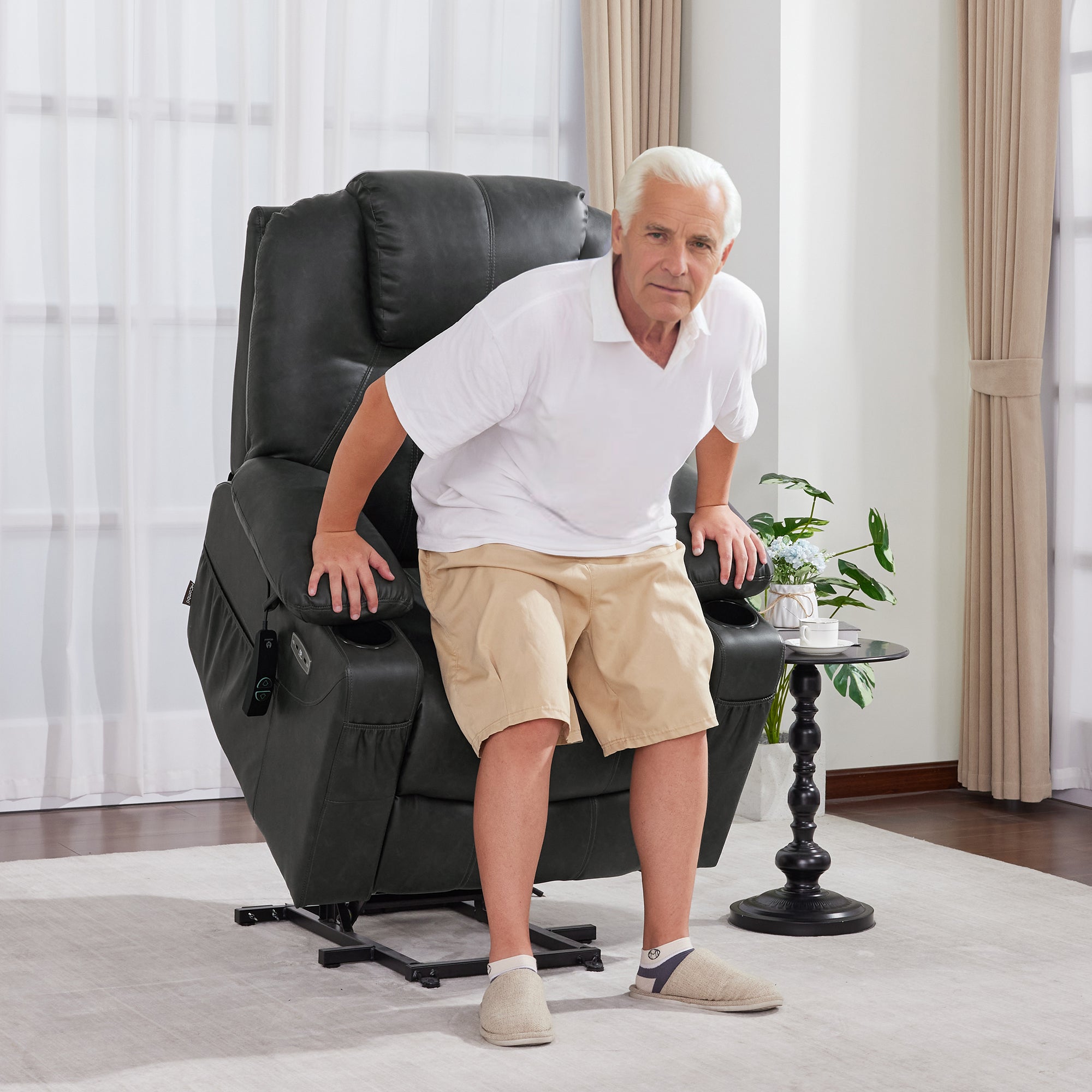 Power Lift Recliner Chair for Elderly, Massage and Heat, Faux Leather 7040|7516|7141|R7045|R7510