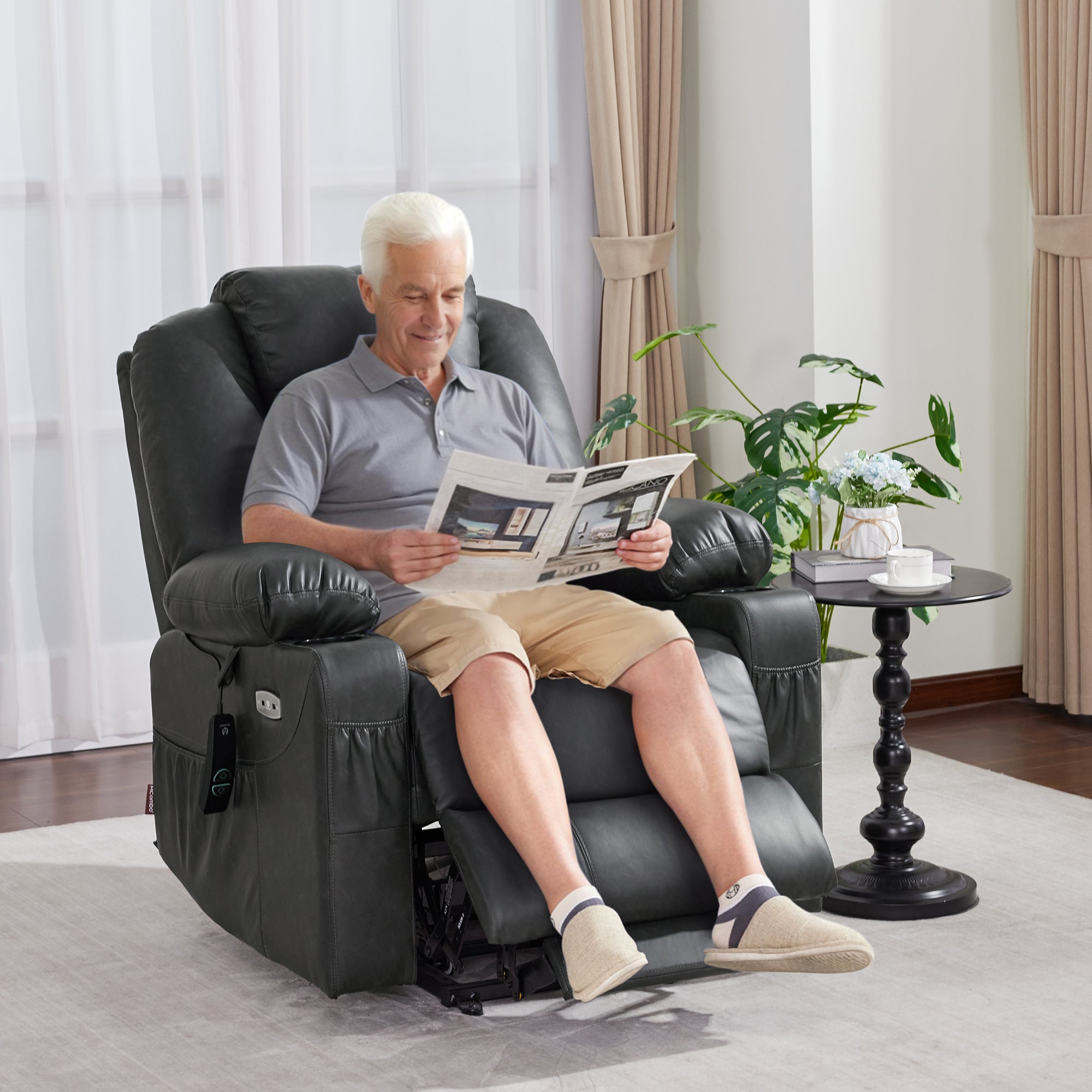 Power Lift Recliner Chair for Elderly, Massage and Heat, Faux Leather 7040|7516|7141|R7045|R7510