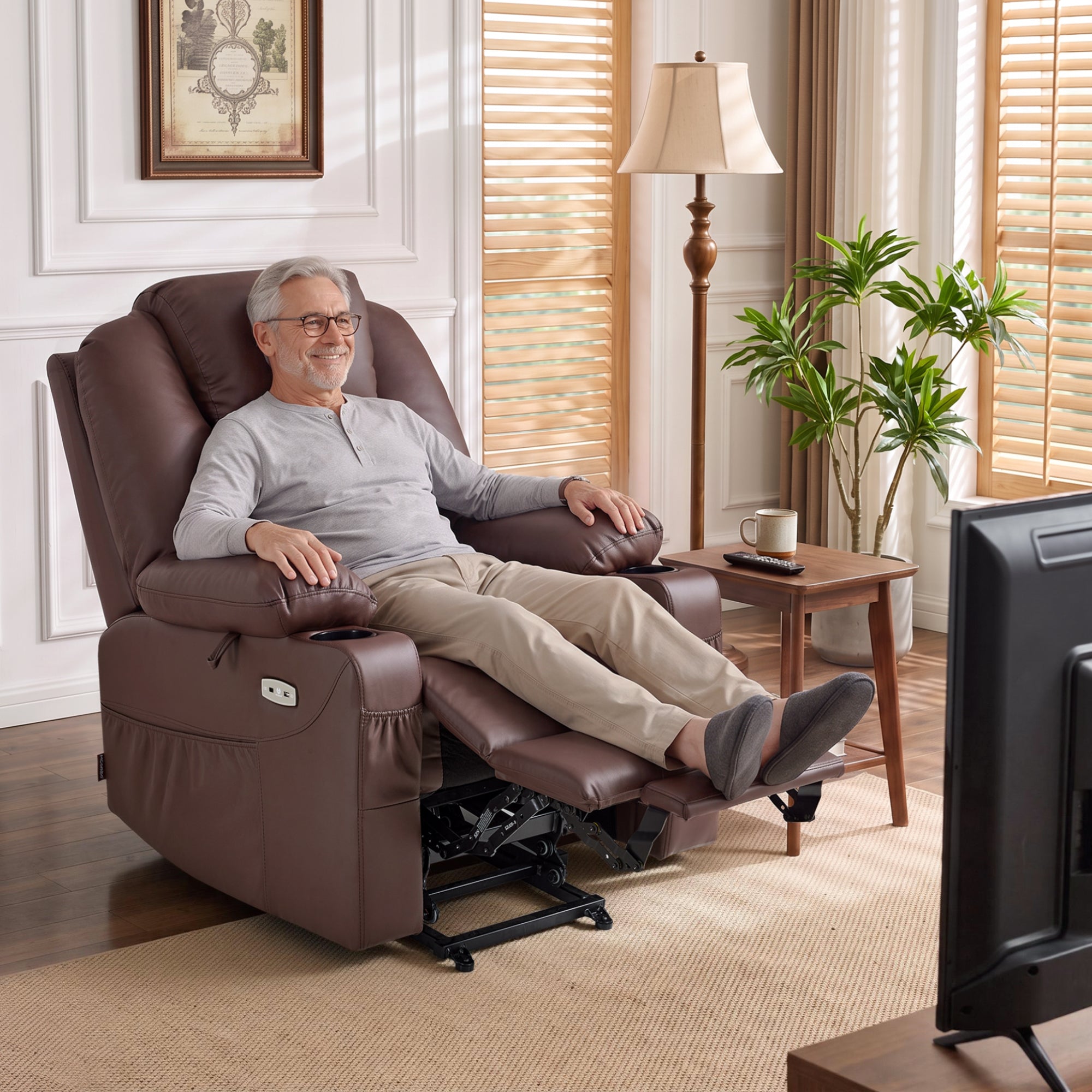 Power Lift Recliner Chair for Elderly, Massage and Heat, Faux Leather 7040|7516|7141|R7045|R7510|R7042