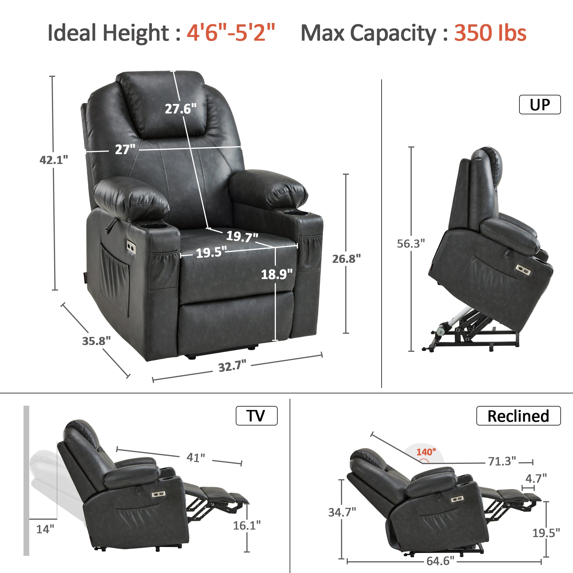 Massage and Heat, Lift Recliner Chair for Elderly