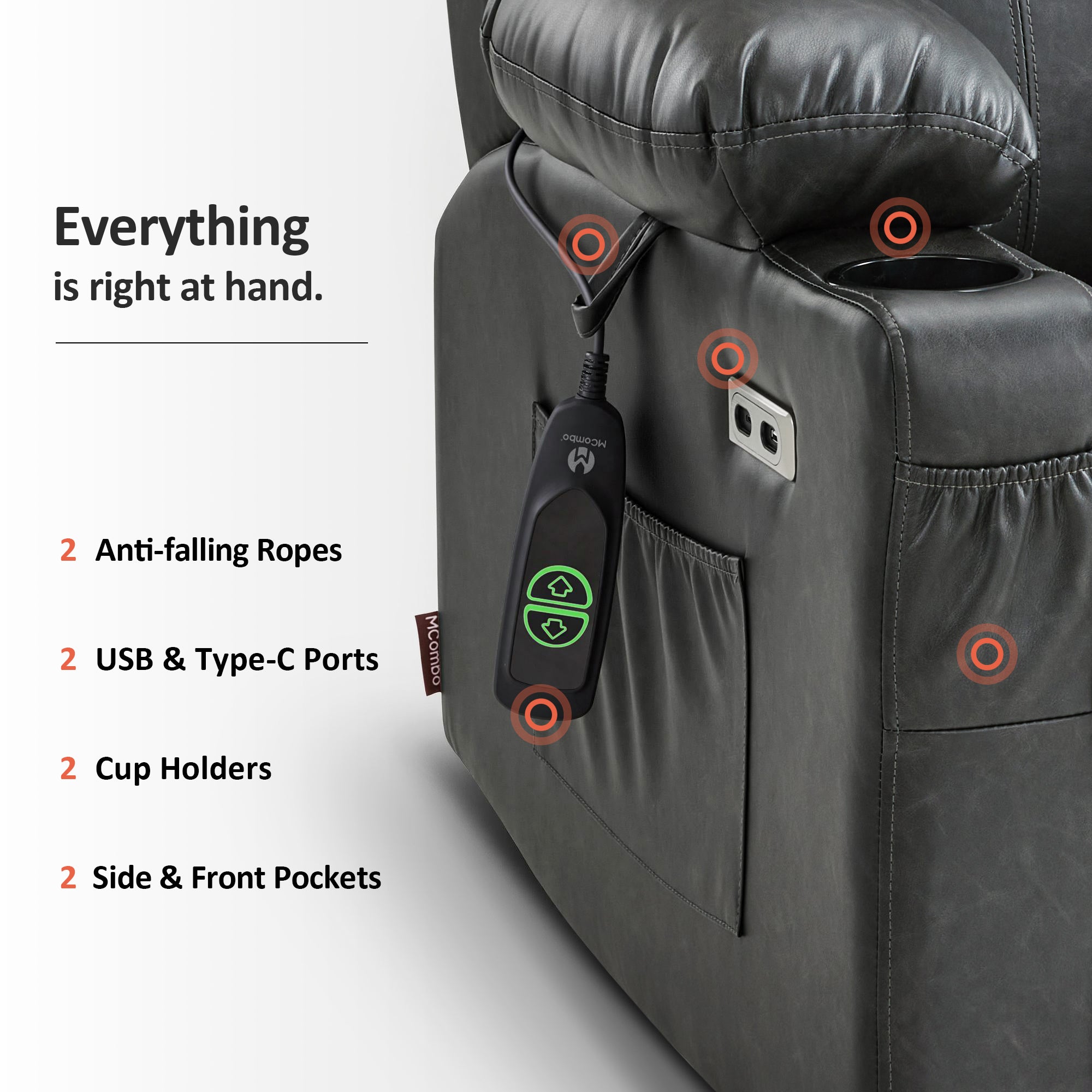 Massage and Heat, Lift Recliner Chair for Elderly
