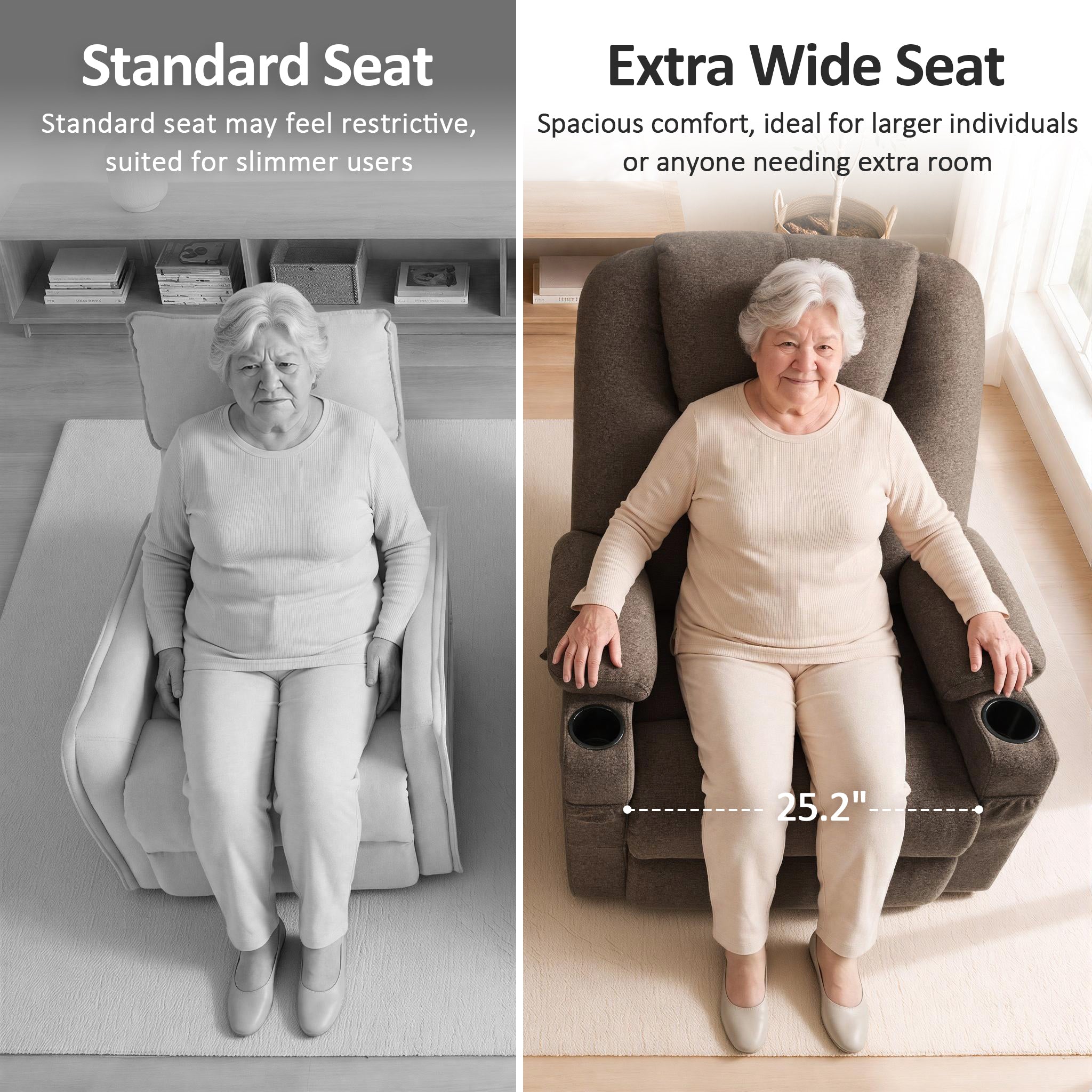 Power Lift Recliner Chair for Elderly, Massage and Heat, Fabric 7040|7516|7141|R7042|R7045|R7510