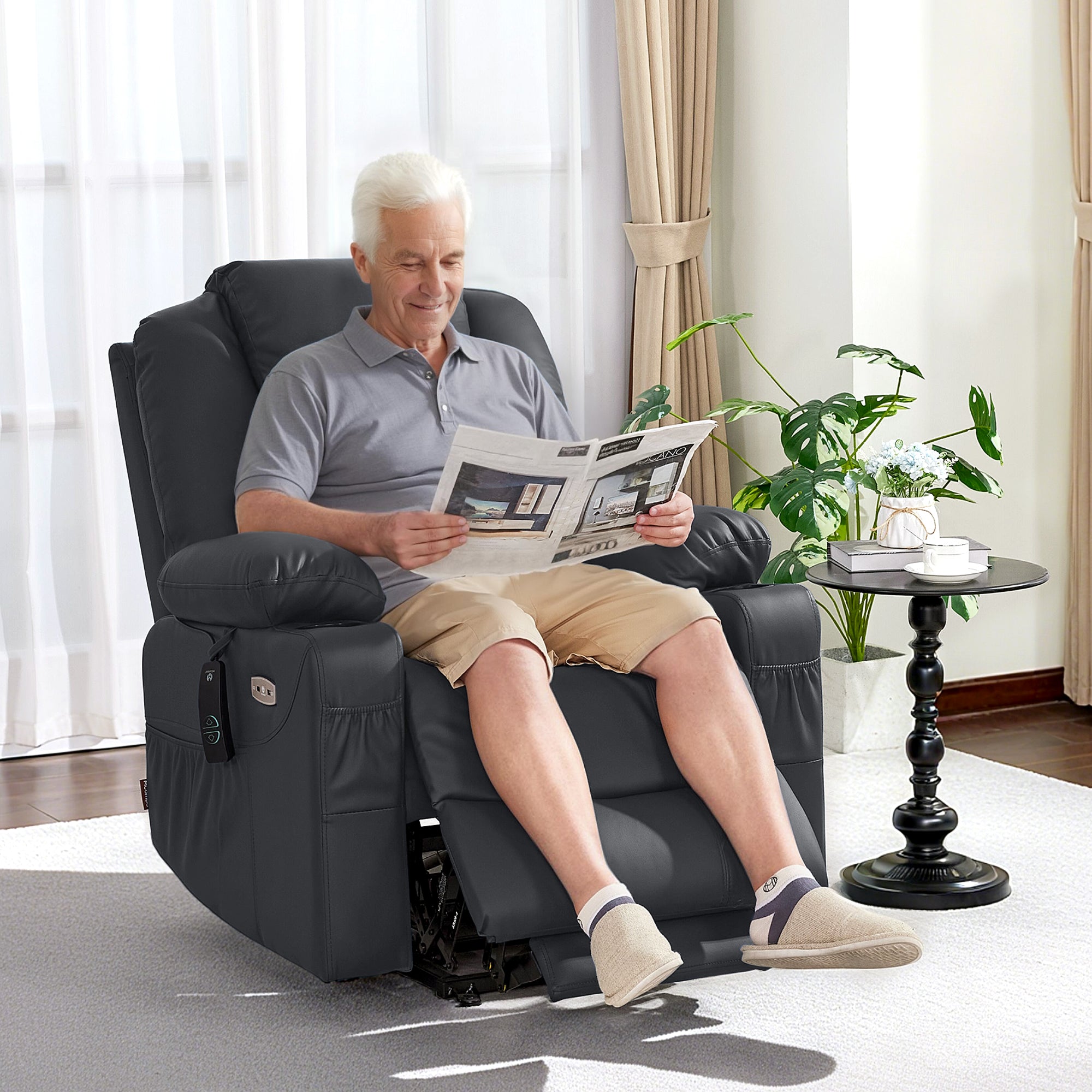 Power Lift Recliner Chair for Elderly, Massage and Heat, Faux Leather 7040|7516|7141|R7045|R7510