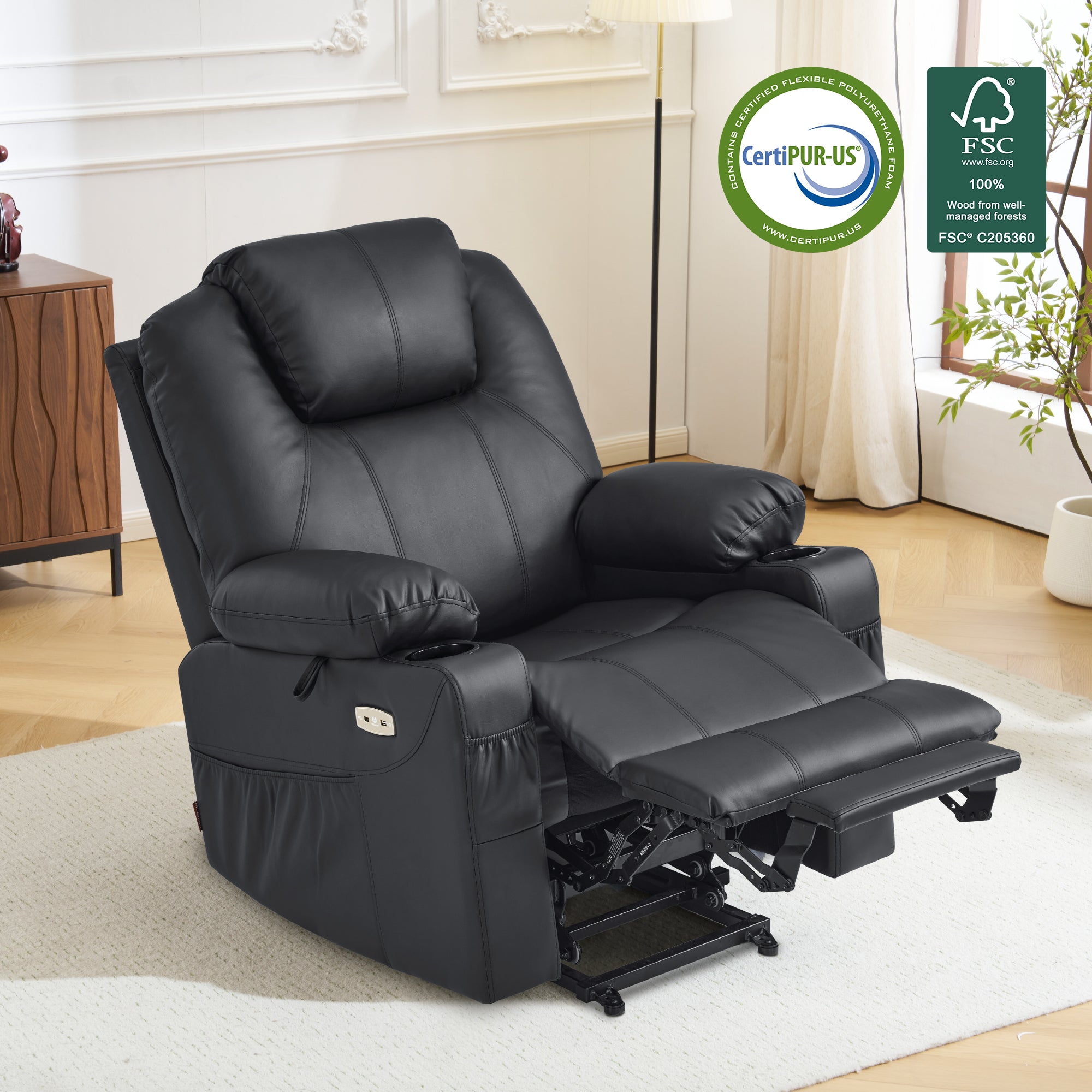 Power Lift Recliner Chair for Elderly, Massage and Heat, Faux Leather 7040|7516|7141|R7045|R7510