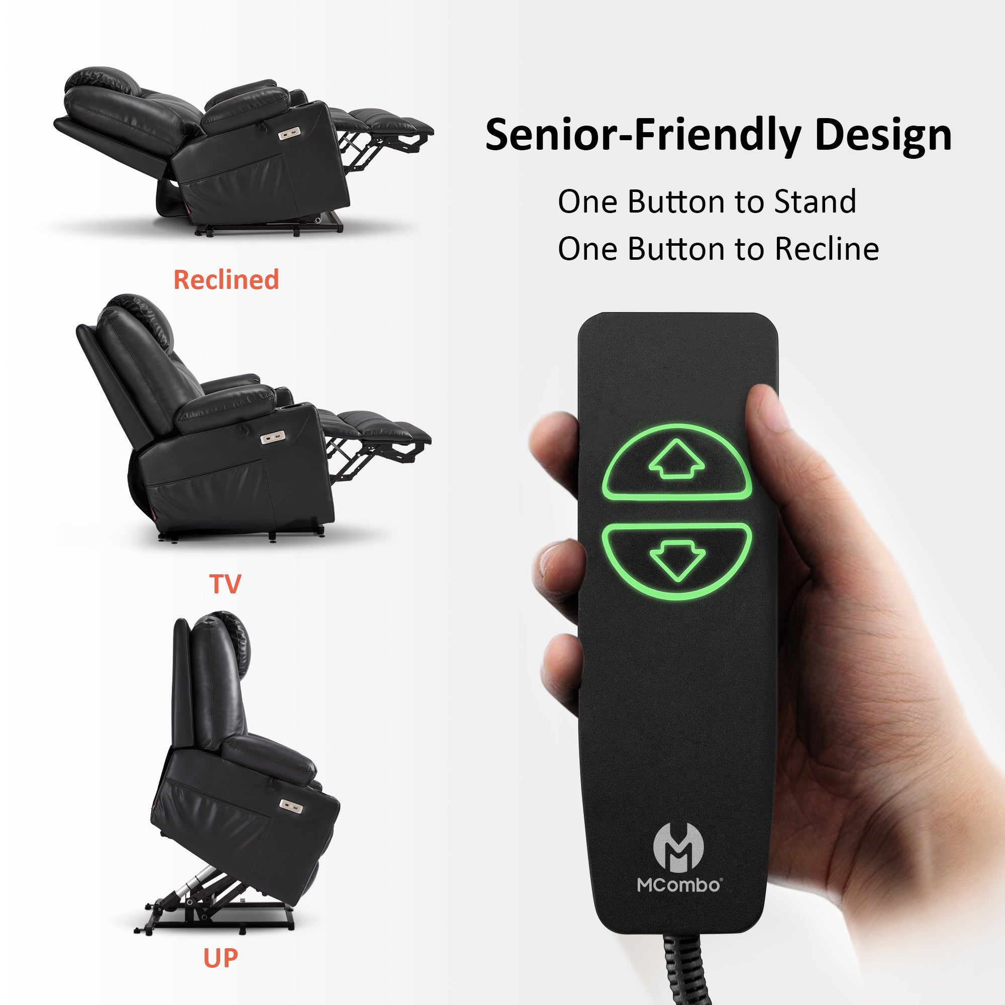 Power Lift Recliner Chair for Elderly, Massage and Heat, Faux Leather 7040|7516|7141|R7045|R7510|R7042