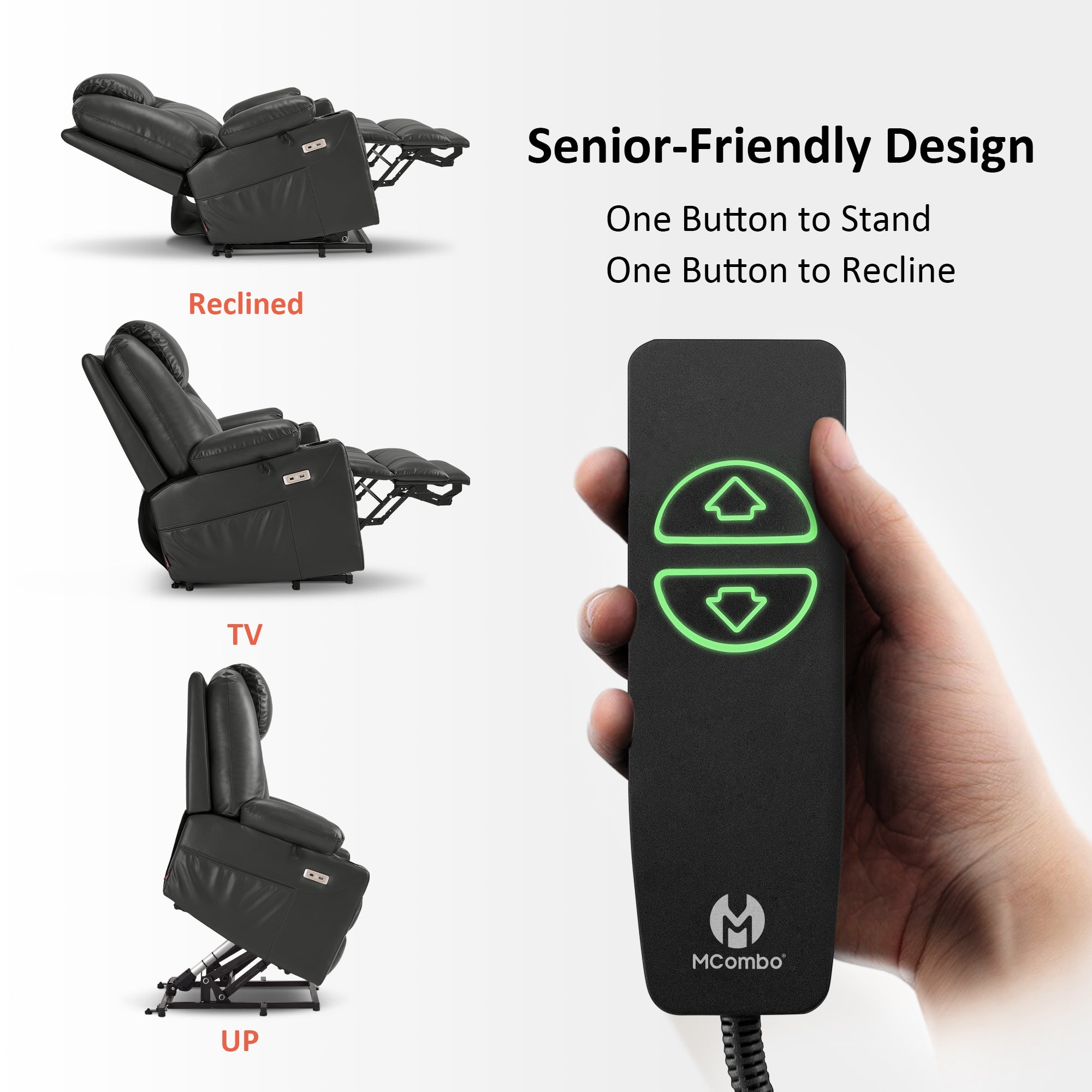 Power Lift Recliner Chair for Elderly, Massage and Heat, Faux Leather 7040|7516|7141|R7045|R7510|R7042