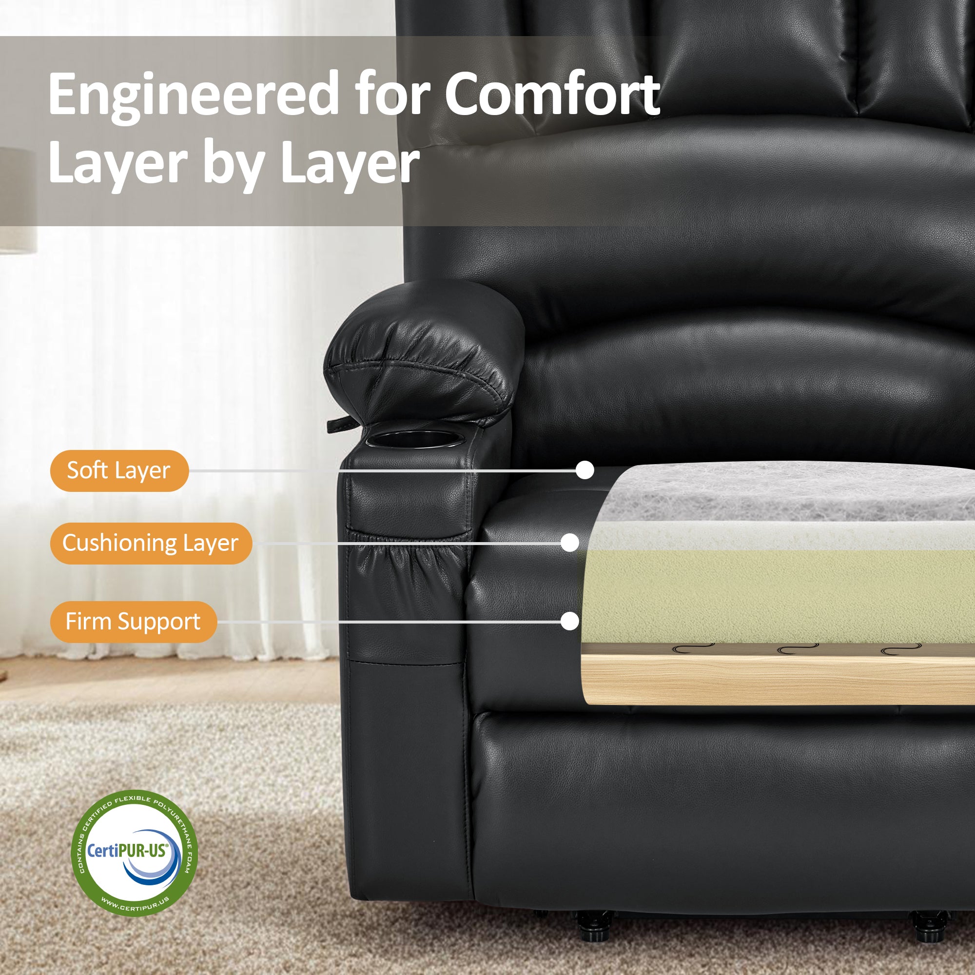 Power Lift Recliner Chair, Massage and Heat, Faux Leather 7095|7099|R7092|R7096