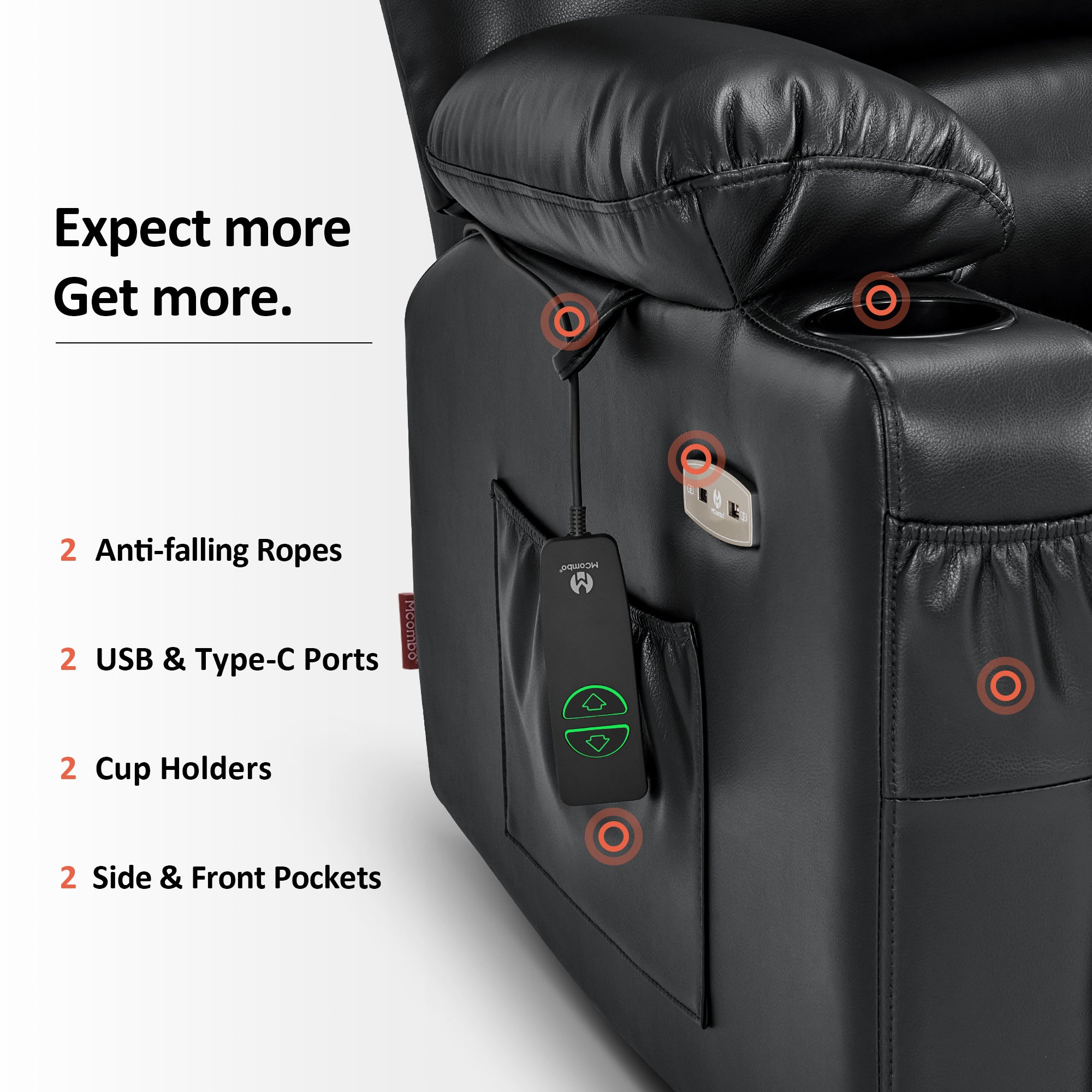 Power Lift Recliner Chair, Massage and Heat, Faux Leather 7095|7099|R7092|R7096