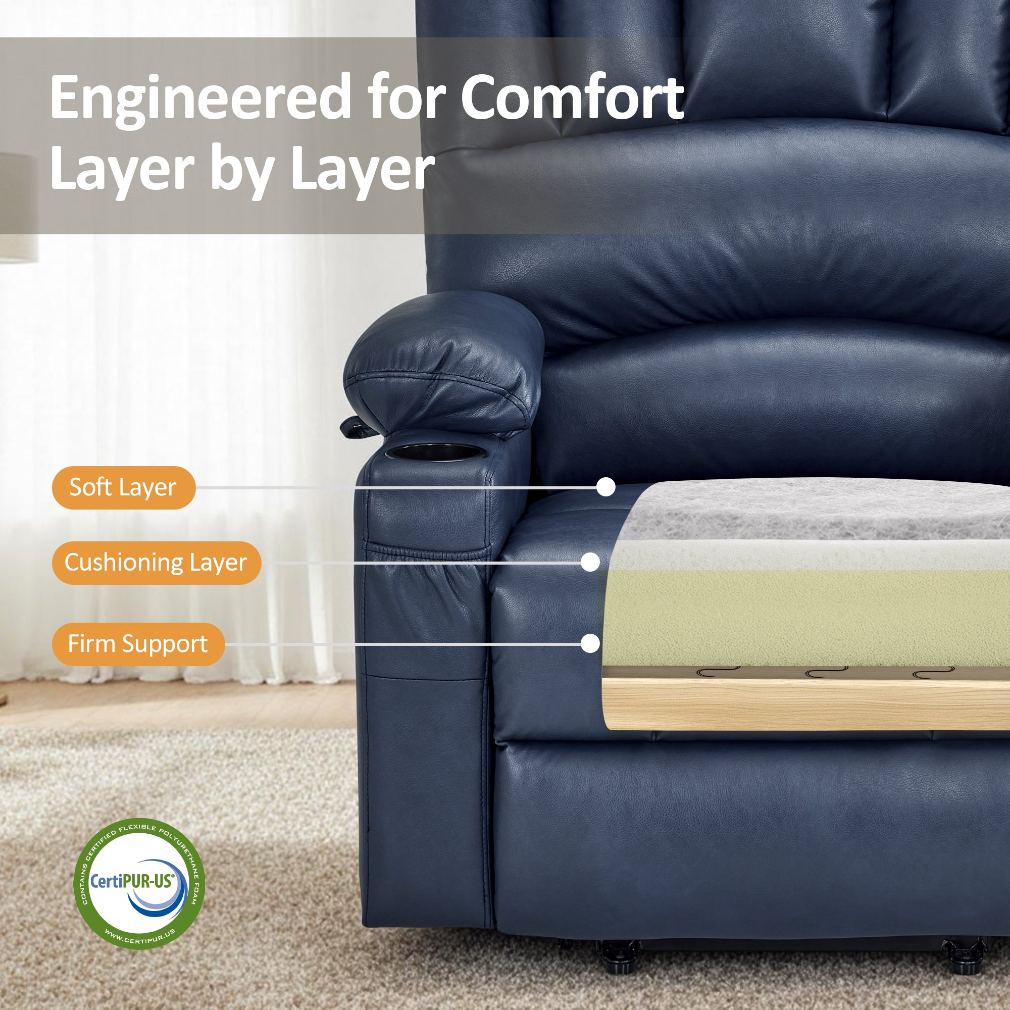 Power Lift Recliner Chair, Massage and Heat, Faux Leather 7095|7099|R7092|R7096