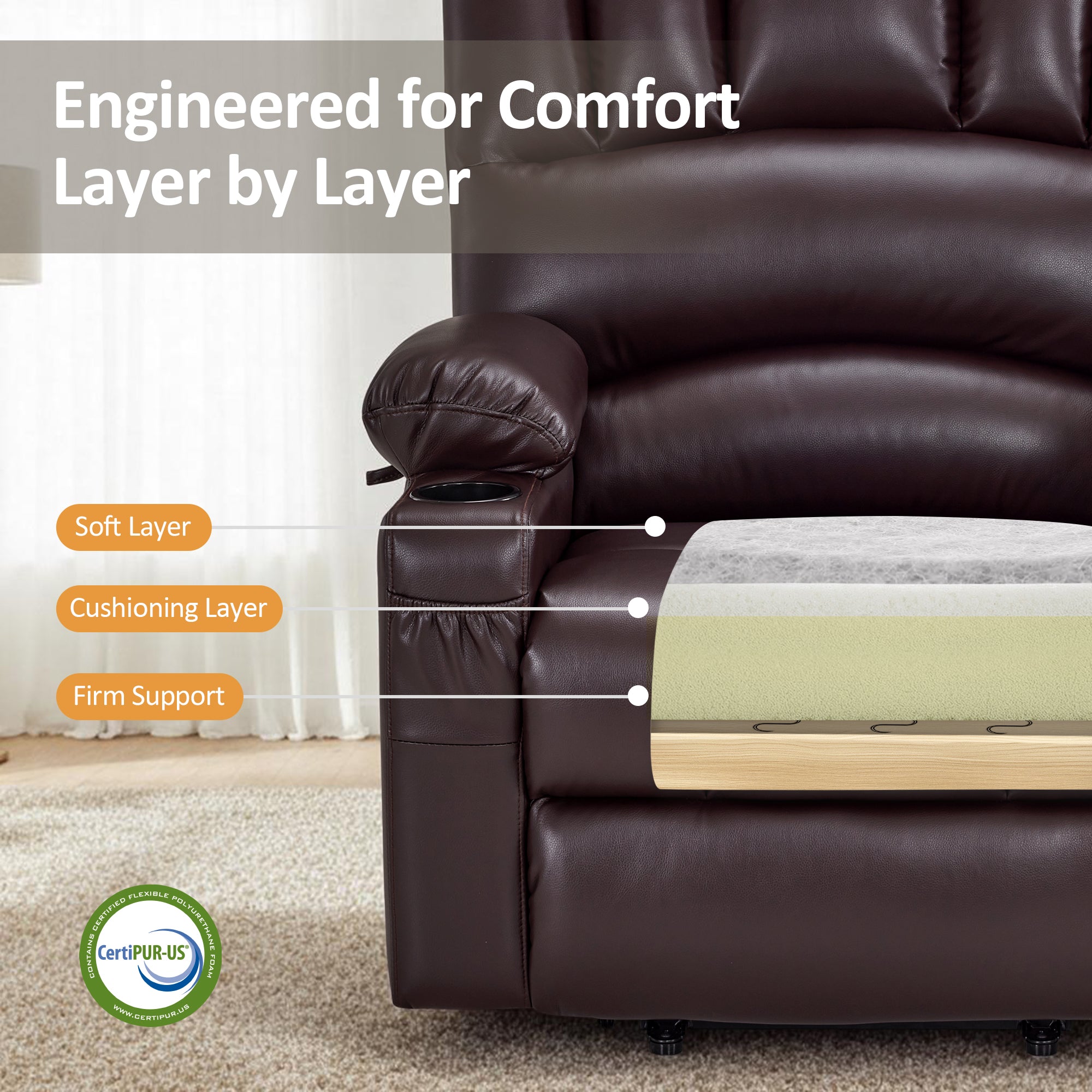 Power Lift Recliner Chair, Massage and Heat, Faux Leather 7095|7099|R7092|R7096