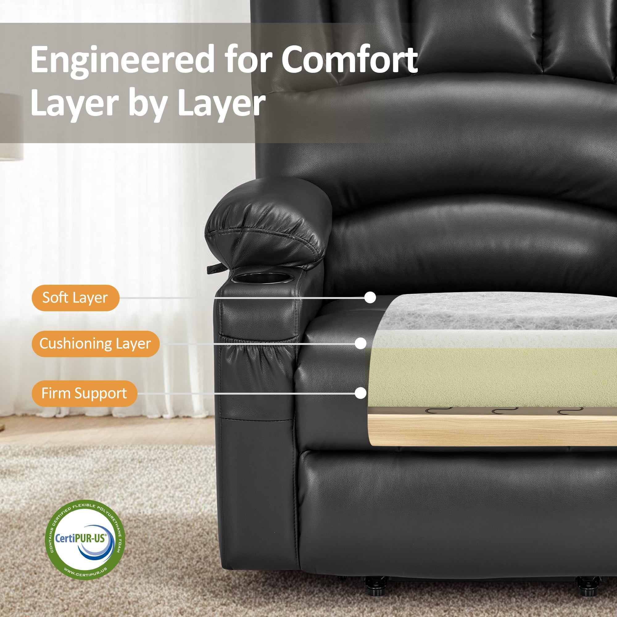 Power Lift Recliner Chair, Massage and Heat, Faux Leather 7095|7099|R7092|R7096