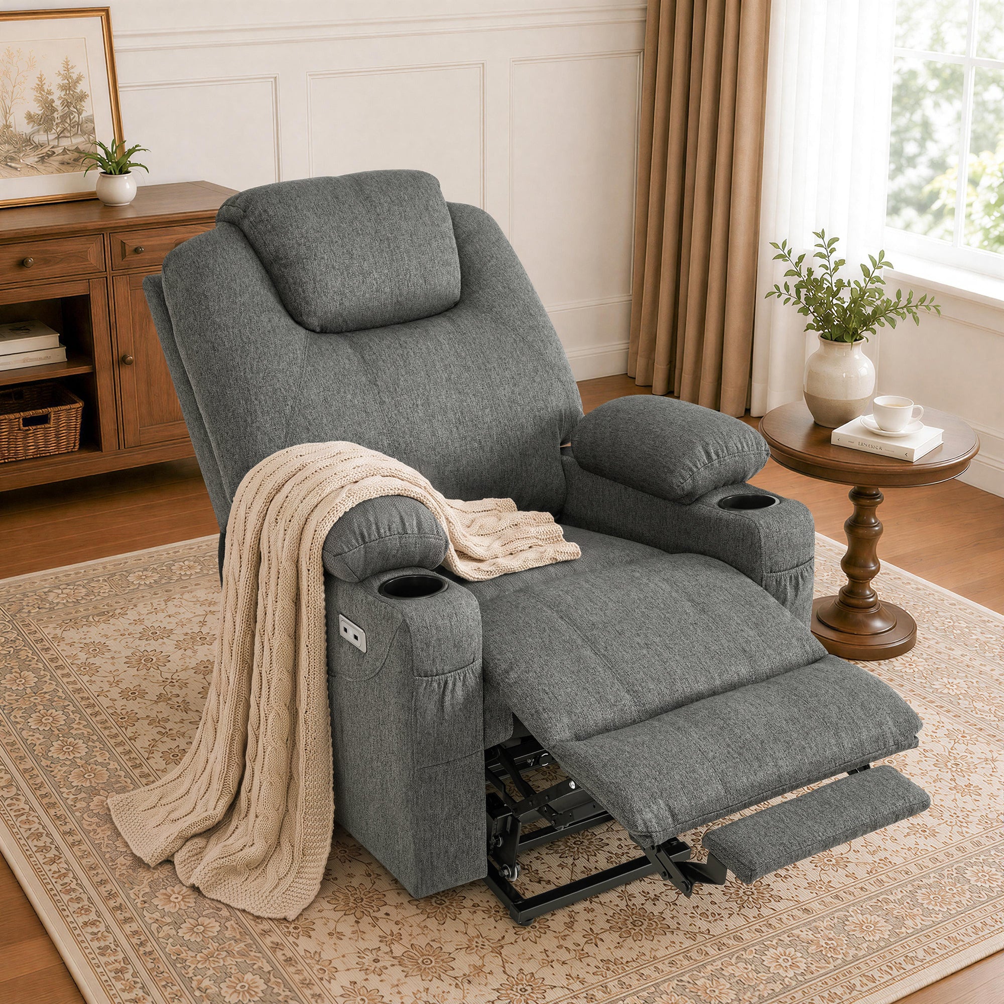Power Lift Recliner Chair for Elderly, Massage and Heat, Fabric 7040|7516|7141|R7042|R7045|R7510