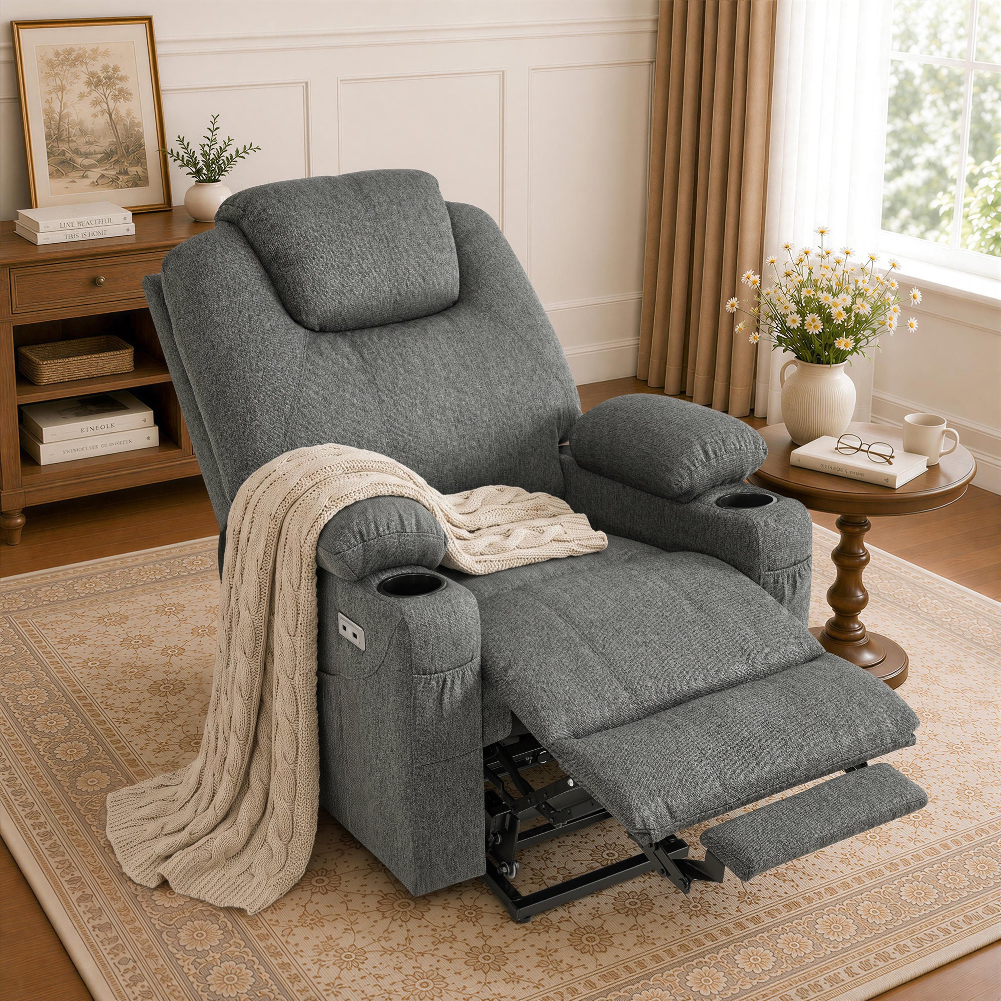 Power Lift Recliner Chair for Elderly, Massage and Heat, Fabric 7040|7516|7141|R7042|R7045|R7510
