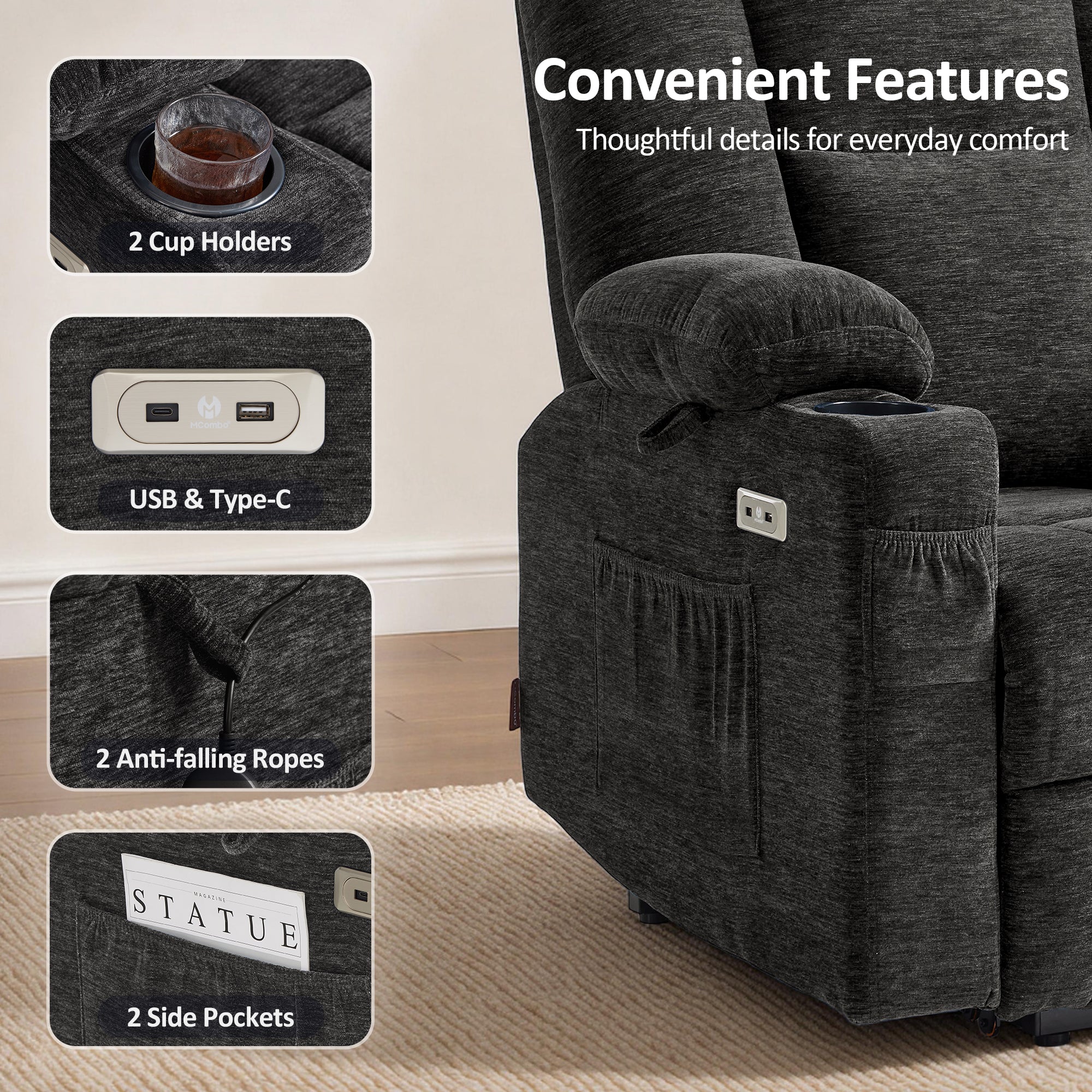 Power Lift Recliner with Airbag Massage for Eldery 7507