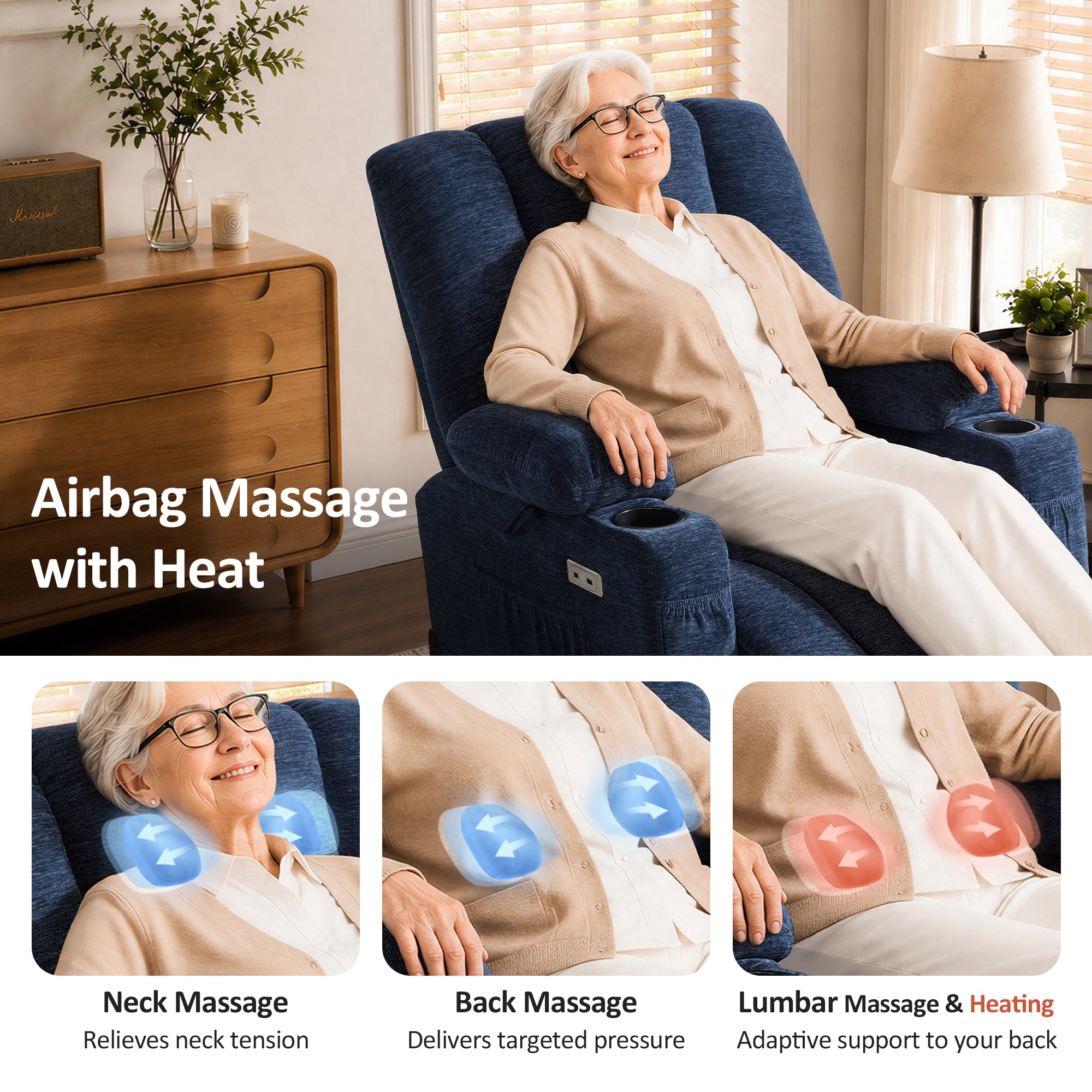 Power Lift Recliner with Airbag Massage for Eldery 7507