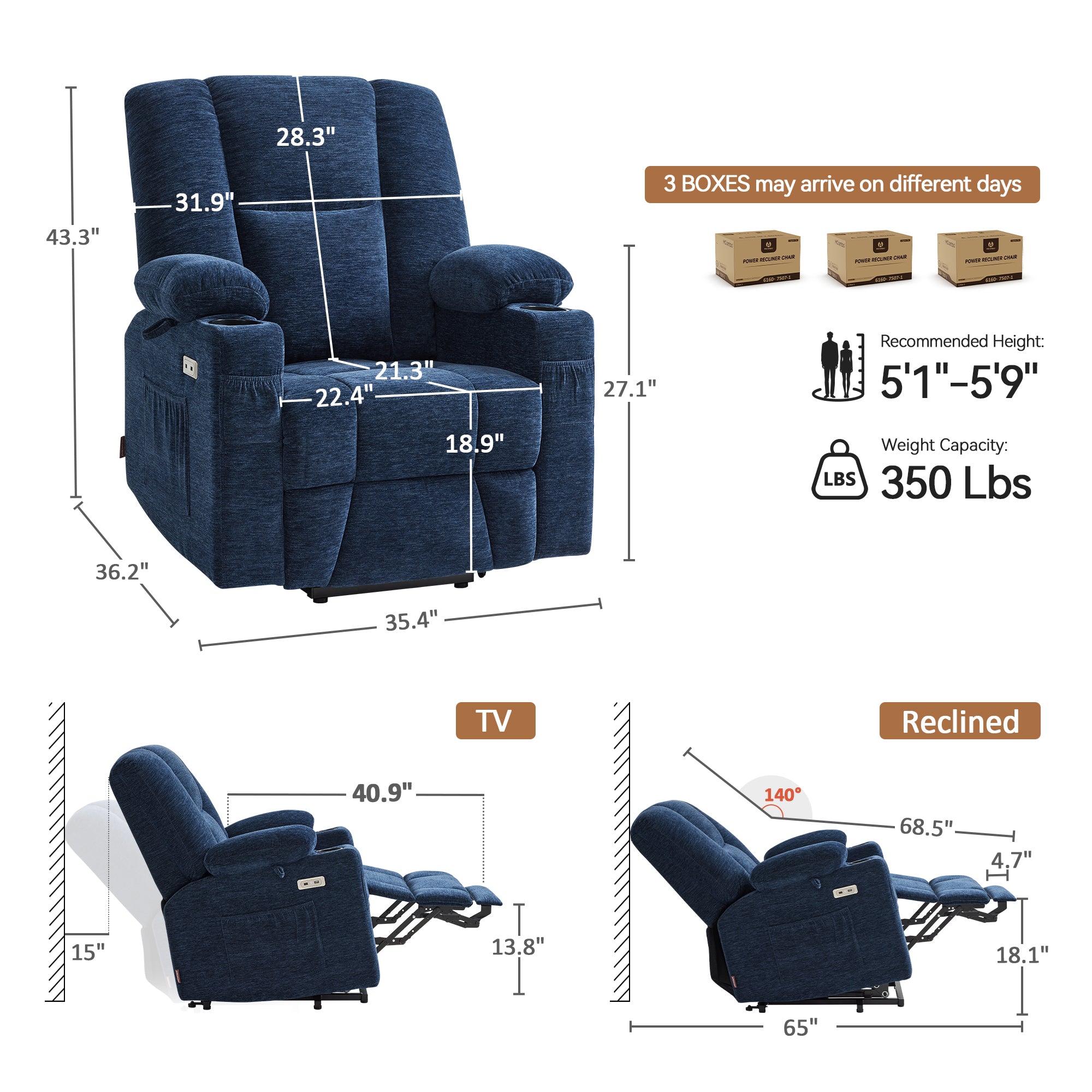 Power Lift Recliner with Airbag Massage for Eldery 7507