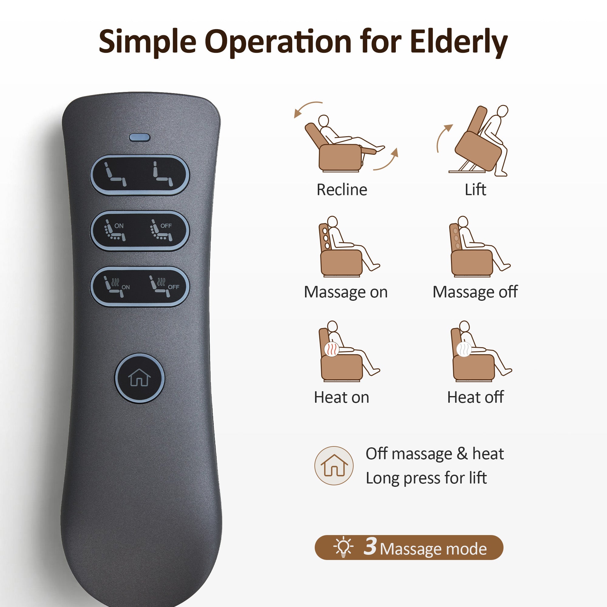 Power Lift Recliner with Airbag Massage for Eldery 7507