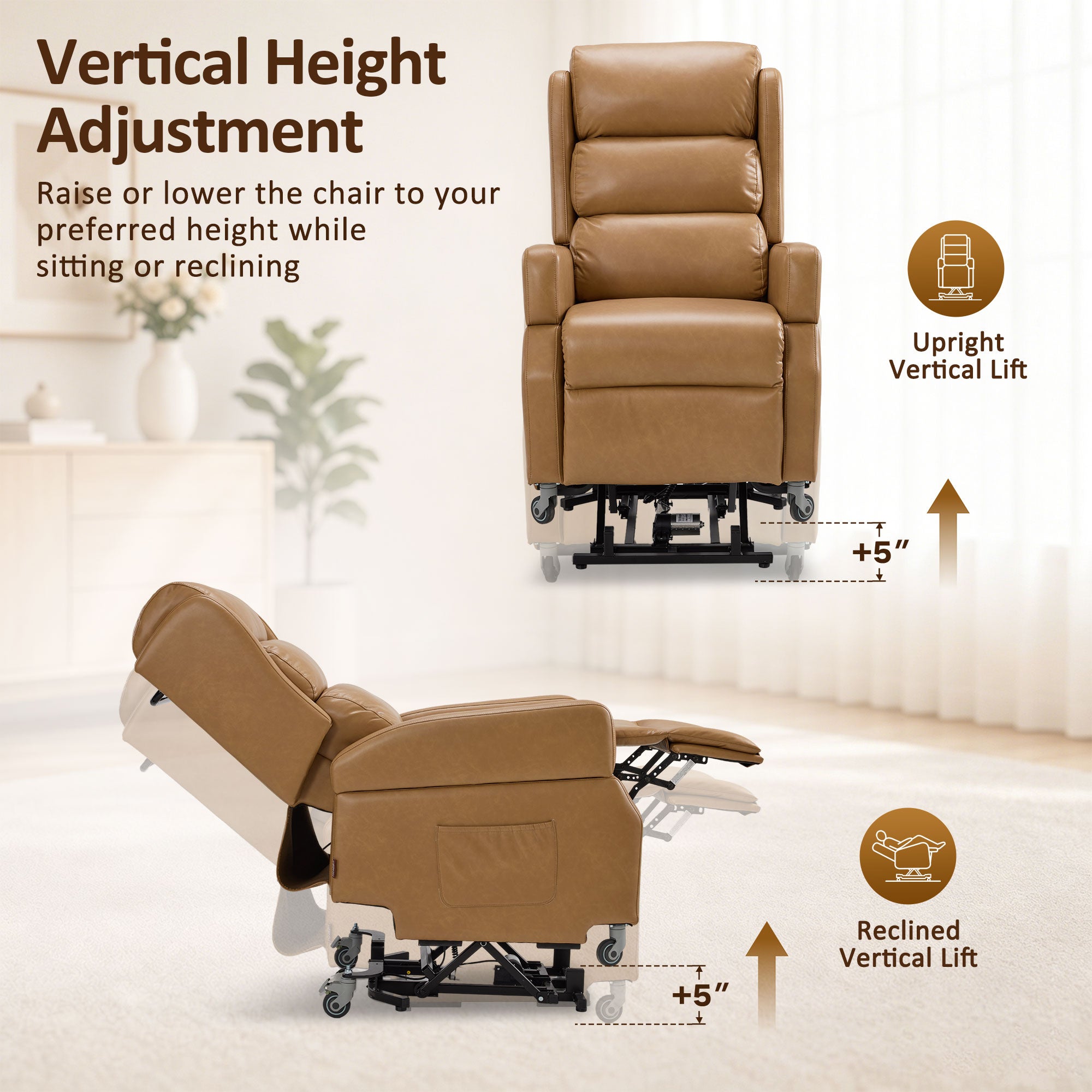 Power Lift Recliner with Wheels & Removable Armrests 7118