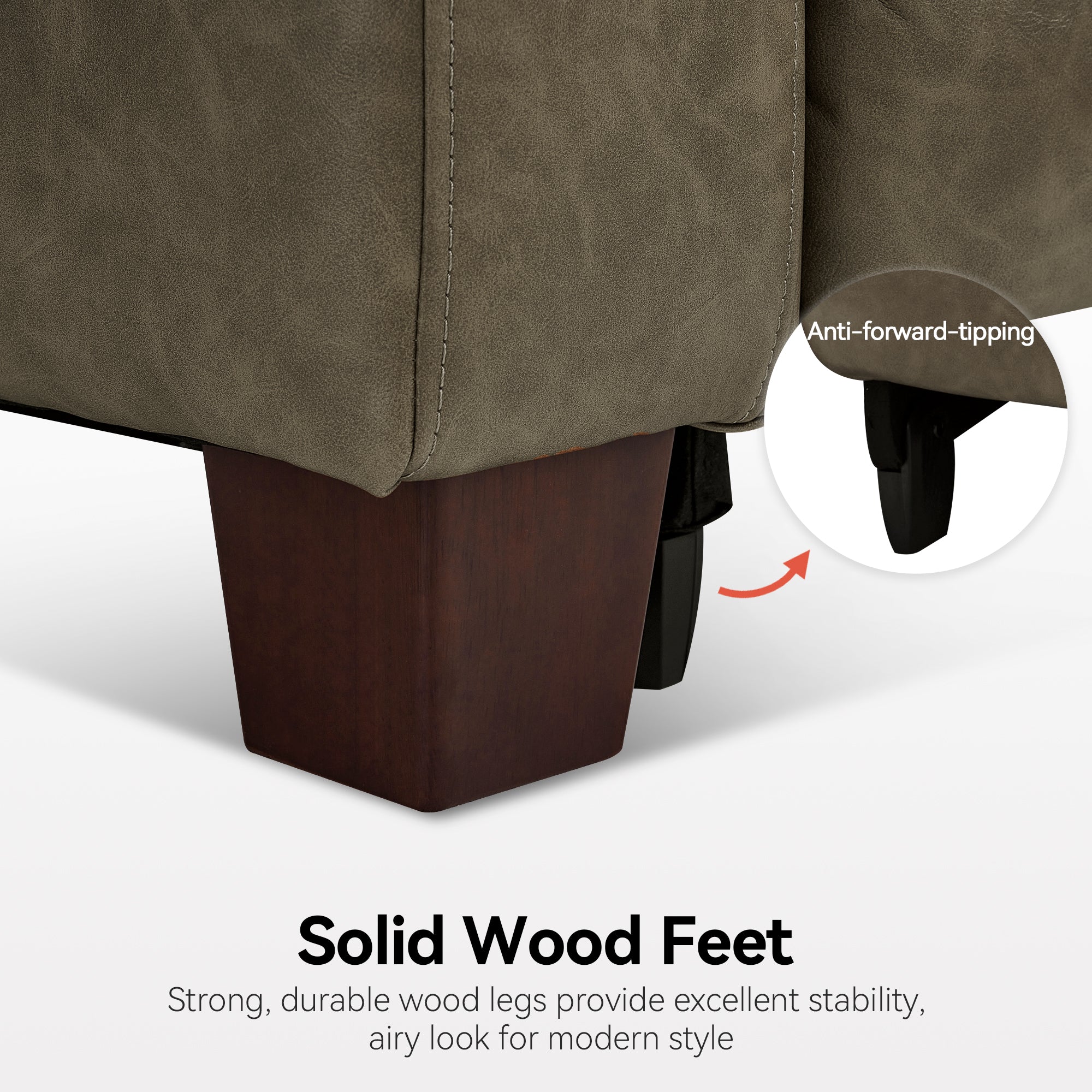 Zero Wall Hugger Power Recliner Chair for Adult HL128 | Power Headrest, USB A & C Charge Ports, Small Spaces, Solid Wood Legs, Breathable Faux Leather