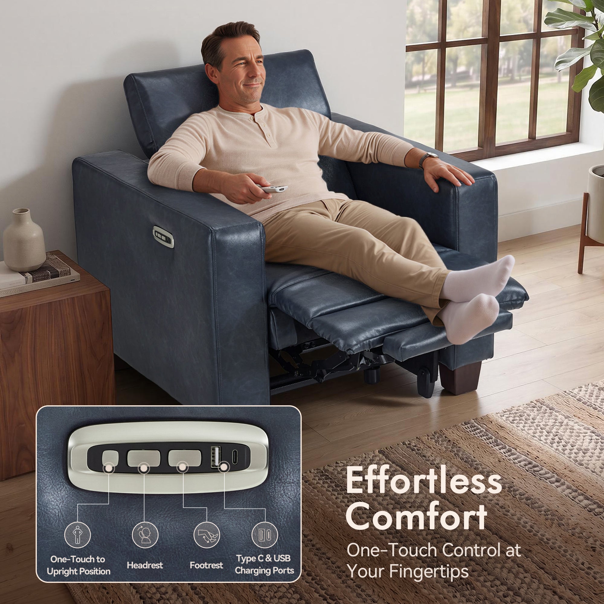 Zero Wall Hugger Power Recliner with Power Headrest, HL128