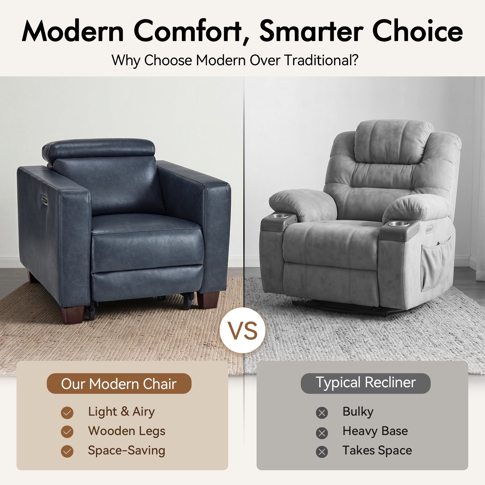 Zero Wall Hugger Power Recliner with Power Headrest, HL128