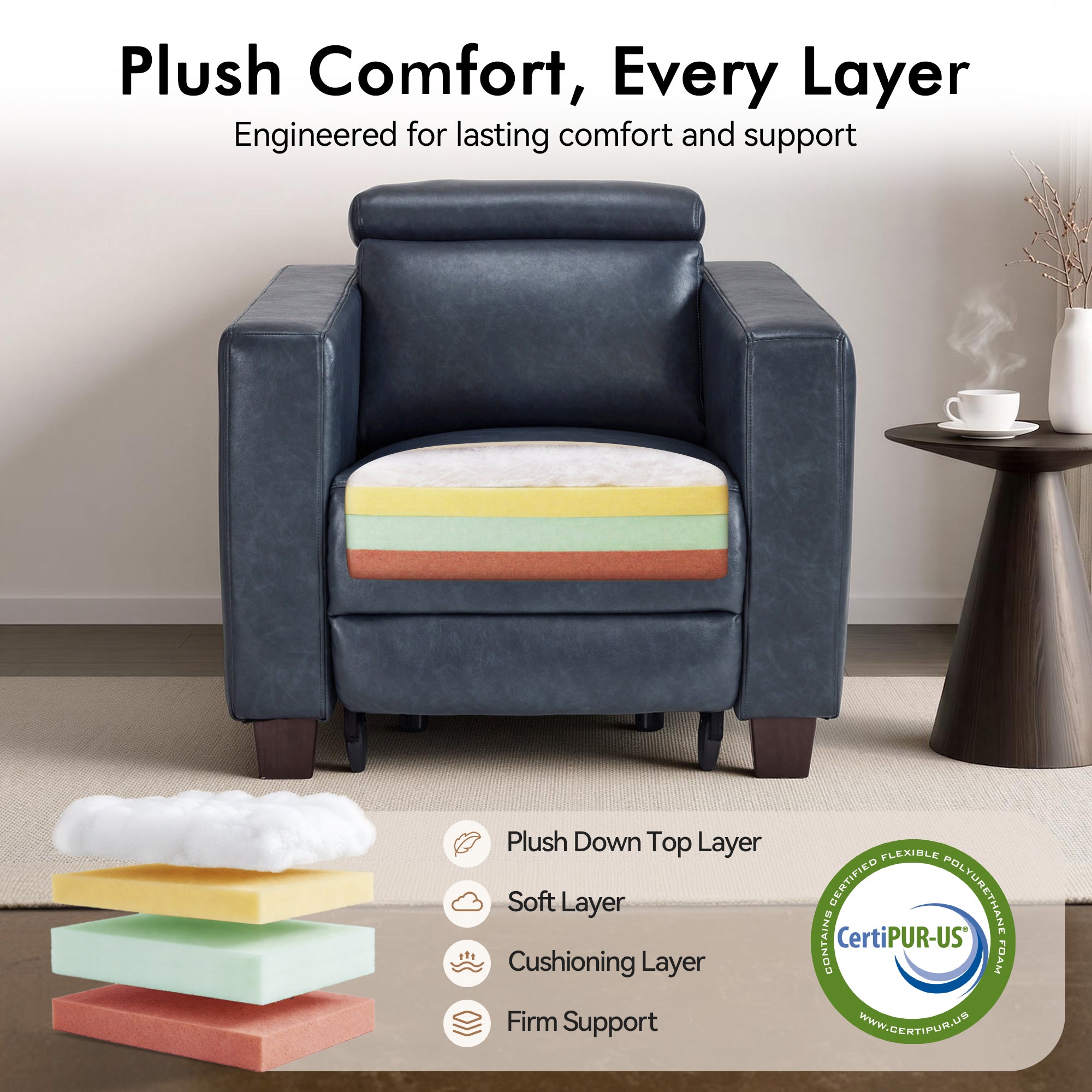 Zero Wall Hugger Power Recliner with Power Headrest, HL128