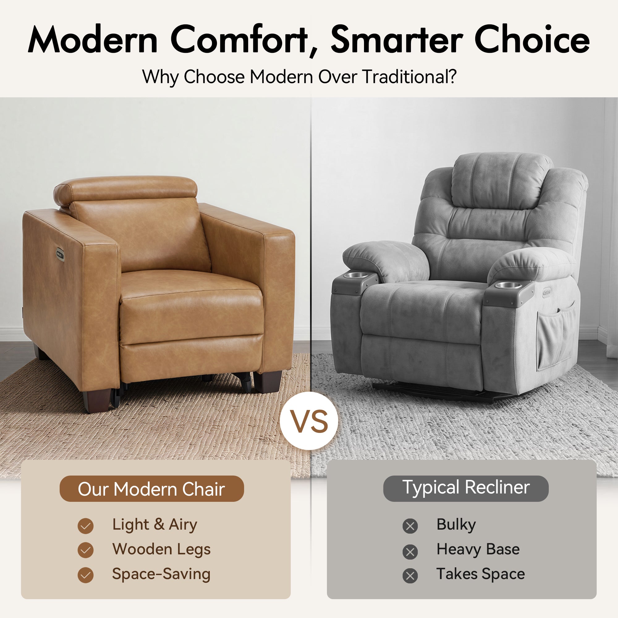 Zero Wall Hugger Power Recliner with Power Headrest, HL128
