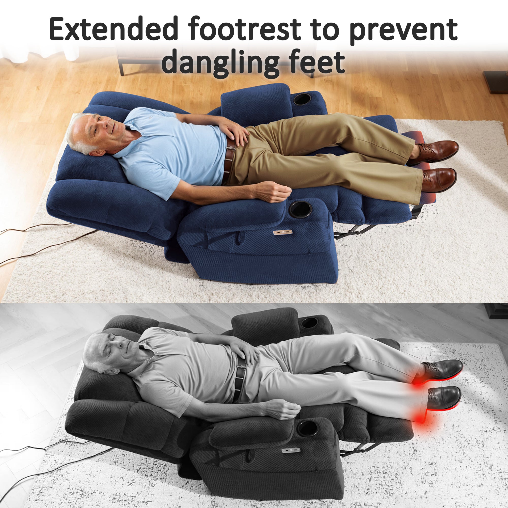 Power Lift Recliner Chair for Elderly, Dual Motor, Massage and Heat, Fabric 7634|7631|R7635
