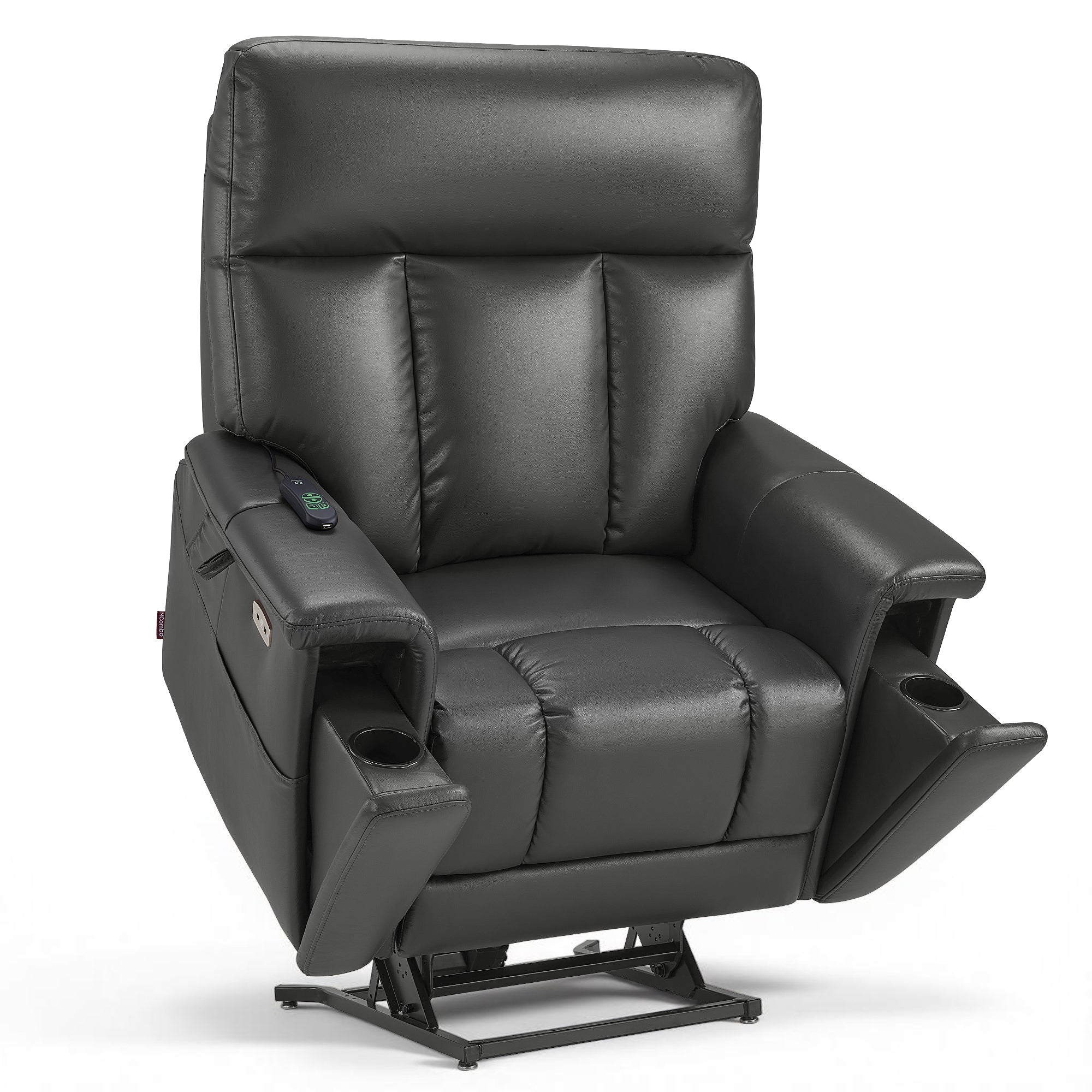 MCombo Heavy Duty Lift Chair for Elderly, Extra Wide Dual Motor Power Lift Recliner 450lbs with Hidden Cup Holders, USB Charging, Breathable Faux Leather R7777