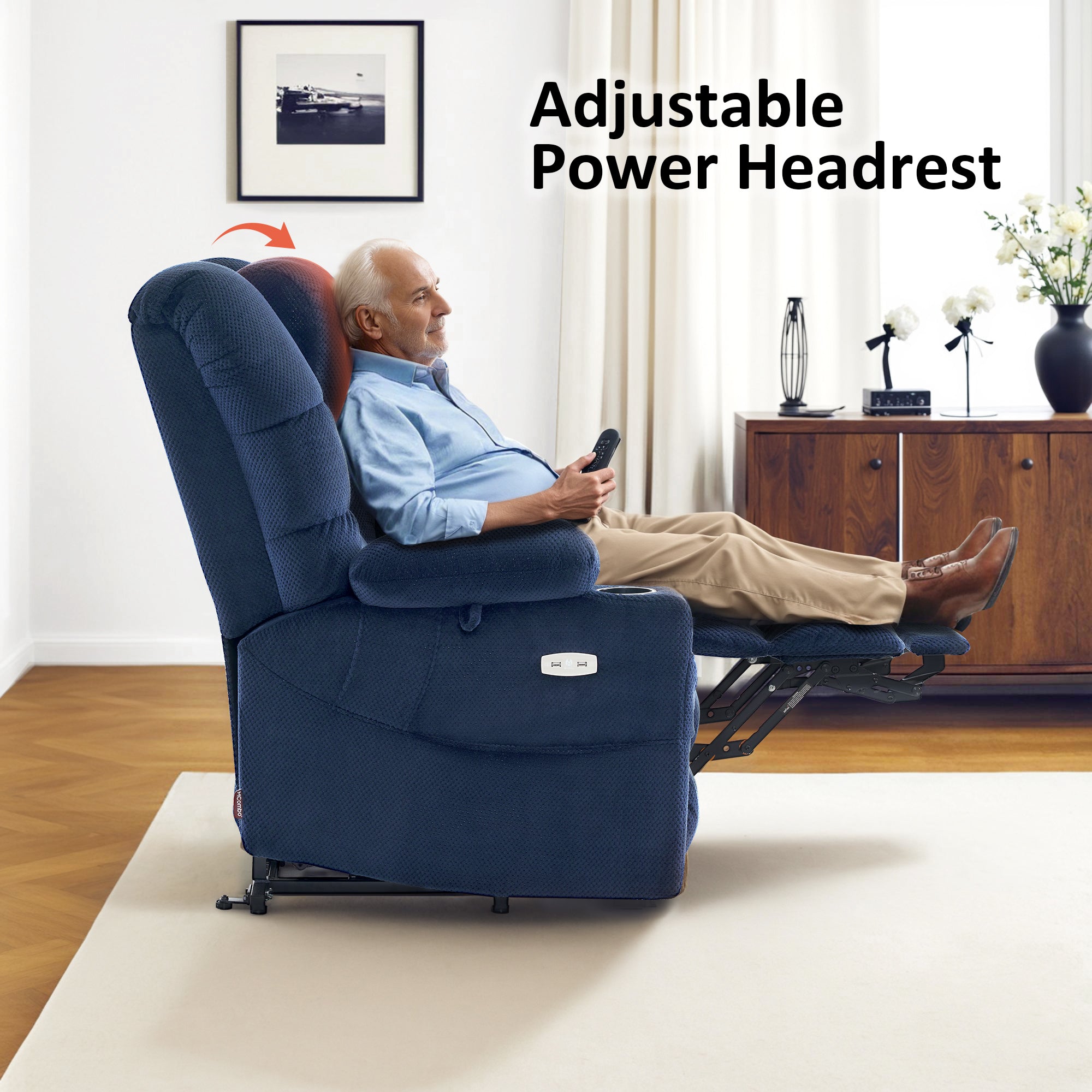 Power Lift Recliner Chair for Elderly, Dual Motor, Massage and Heat, Fabric 7634|7631|R7635