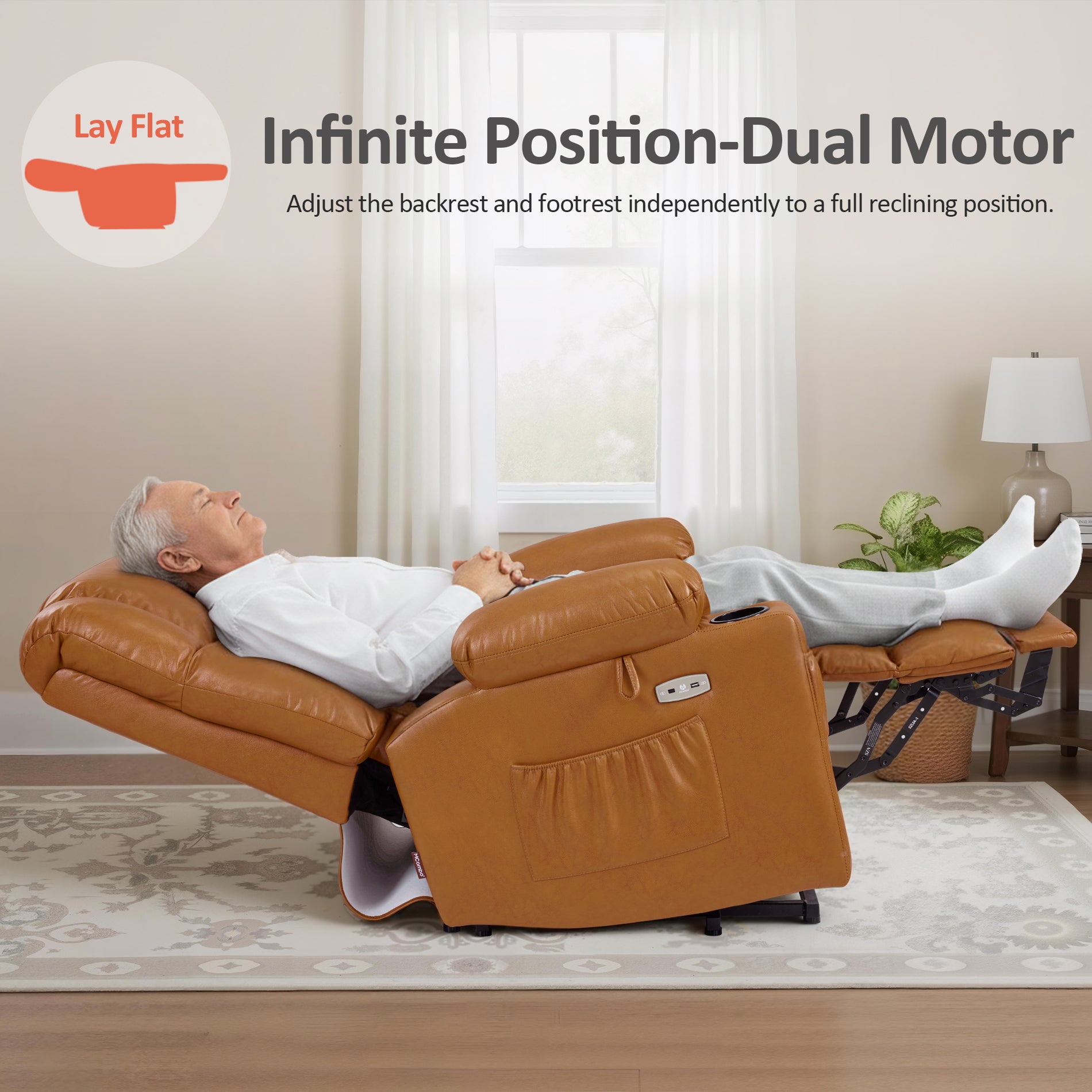 Dual Motor Power Lift Recliner Chair, Massage and Heat, Lay Flat for Sleeping, Faux Leather 7890|7893|7896|R7891|R7897|R7894