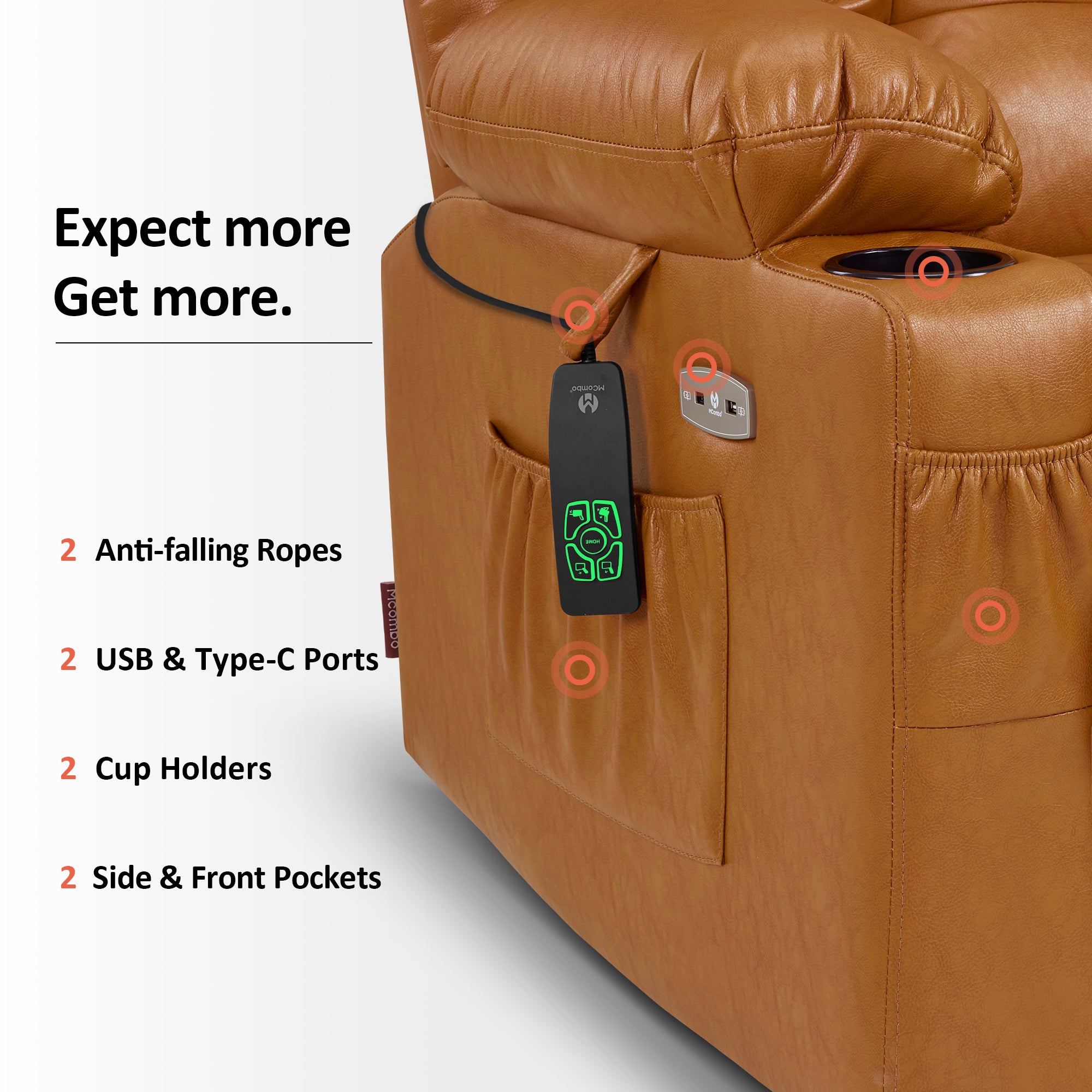 Dual Motor Power Lift Recliner Chair, Massage and Heat, Lay Flat for Sleeping, Faux Leather 7890|7893|7896|R7891|R7897|R7894