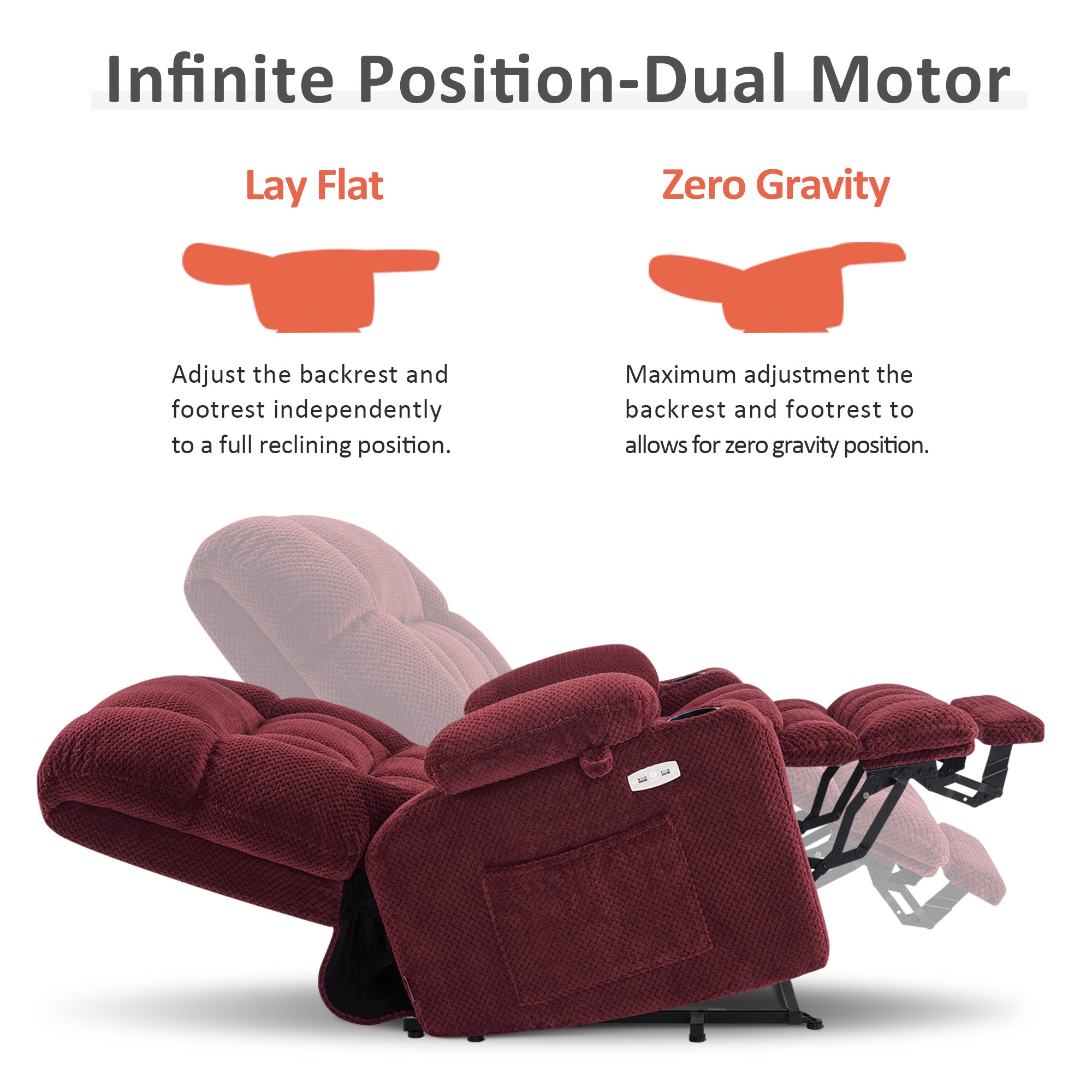 Dual Motor Power Lift Recliner Chair for Elderly, Massage and Heat, Lay Flat for Sleeping, Fabric 7890|7893|7896|R7897|R7891|R7894