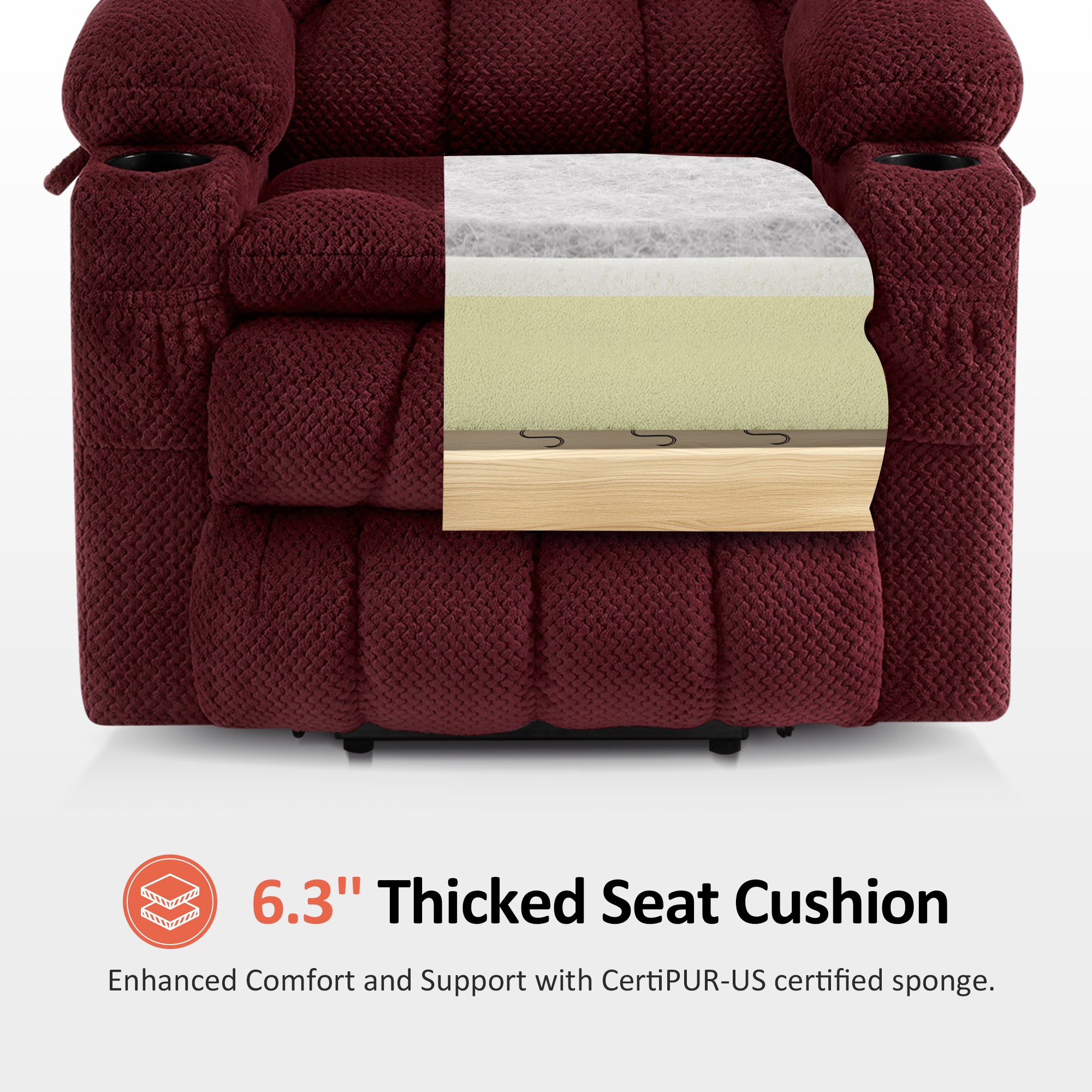Dual Motor Power Lift Recliner Chair for Elderly, Massage and Heat, Lay Flat for Sleeping, Fabric 7890|7893|7896|R7897|R7891|R7894