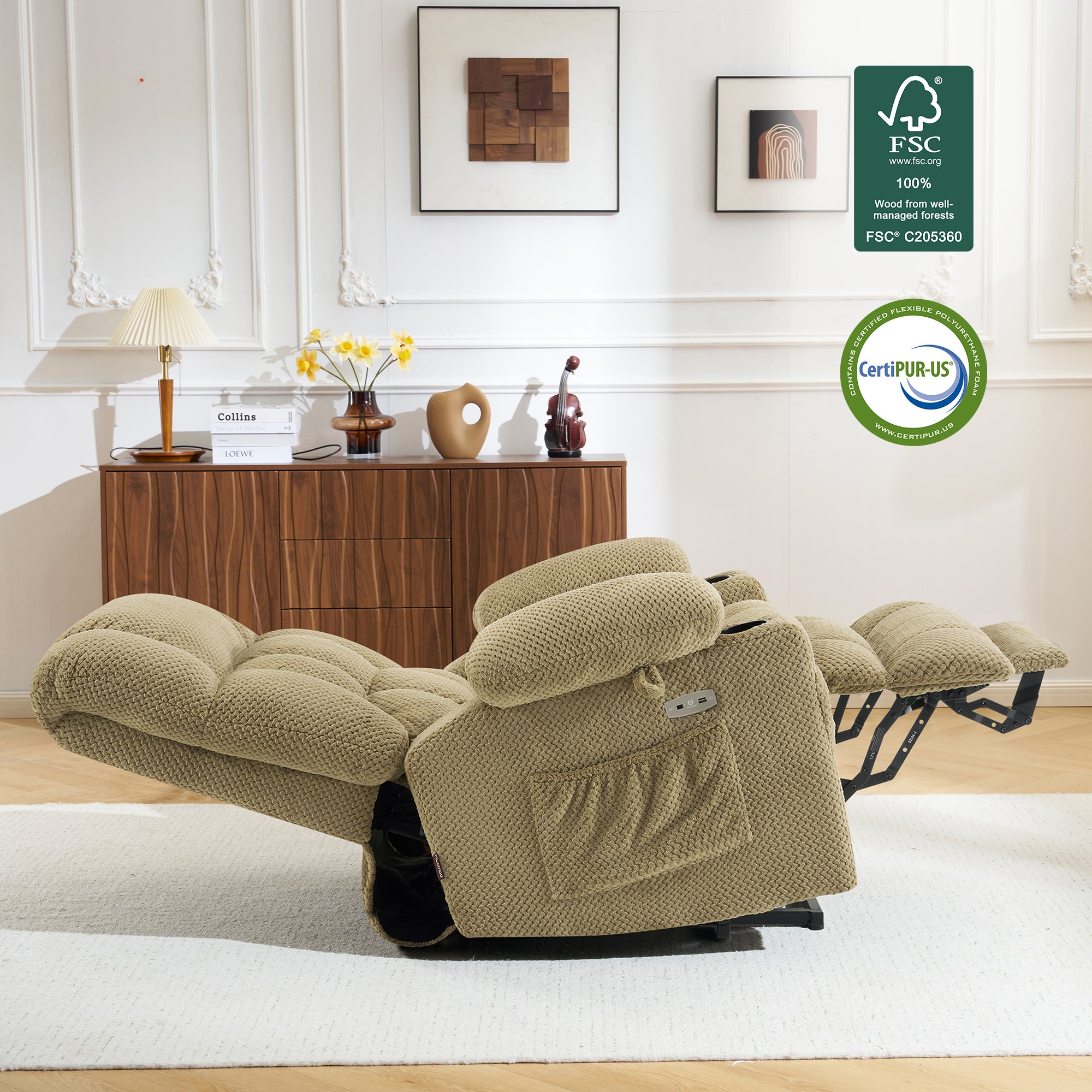 Dual Motor Power Lift Recliner Chair for Elderly, Massage and Heat, Lay Flat for Sleeping, Fabric 7890|7893|7896|R7897|R7891|R7894