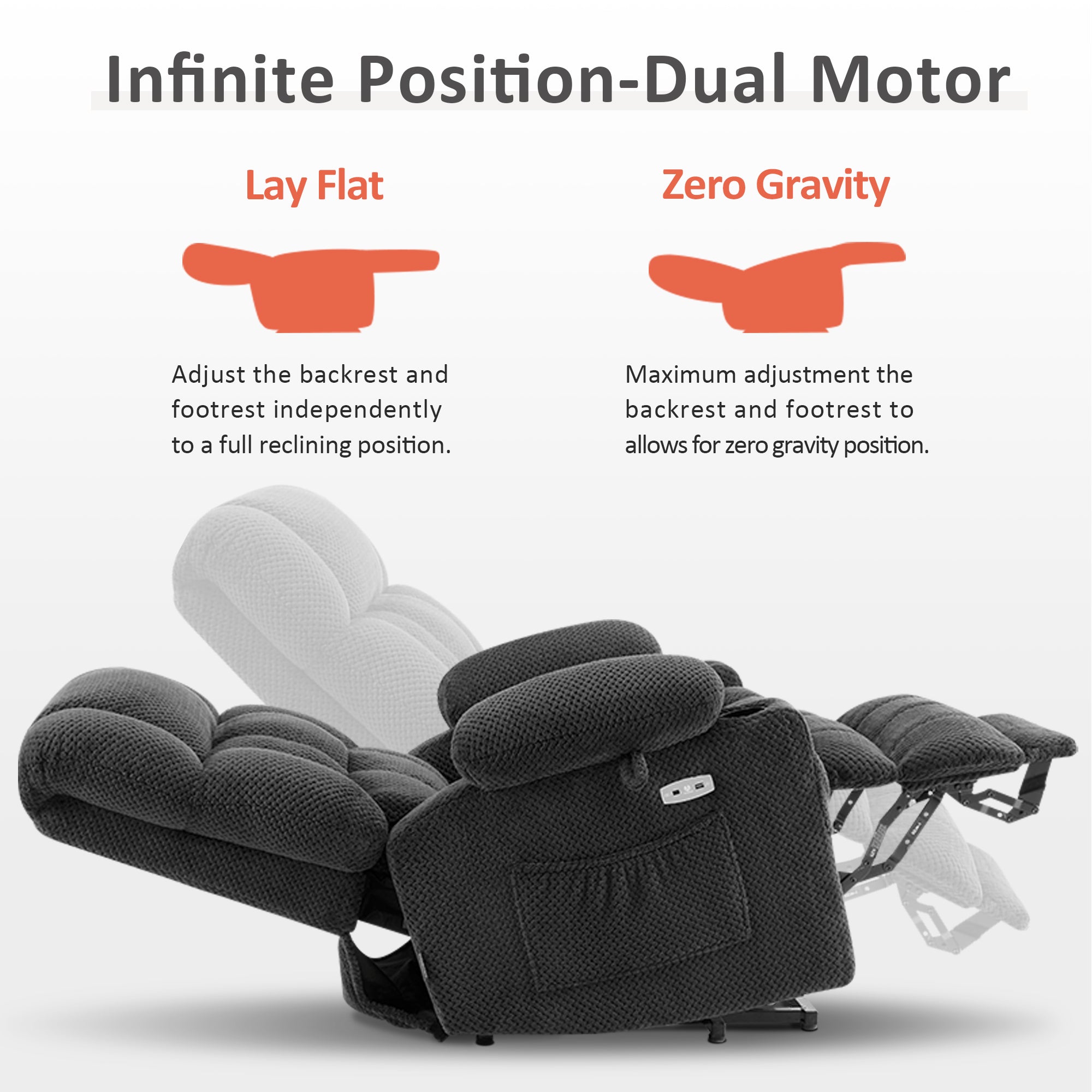 Dual Motor Power Lift Recliner Chair for Elderly, Massage and Heat, Lay Flat for Sleeping, Fabric 7890|7893|7896|R7897|R7891|R7894