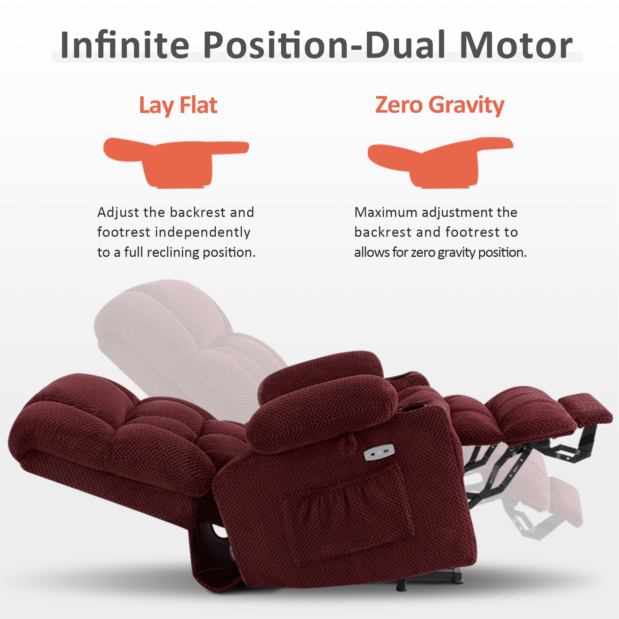 Dual Motor Power Lift Recliner Chair for Elderly, Massage and Heat, Lay Flat for Sleeping, Fabric 7890|7893|7896|R7897|R7891|R7894