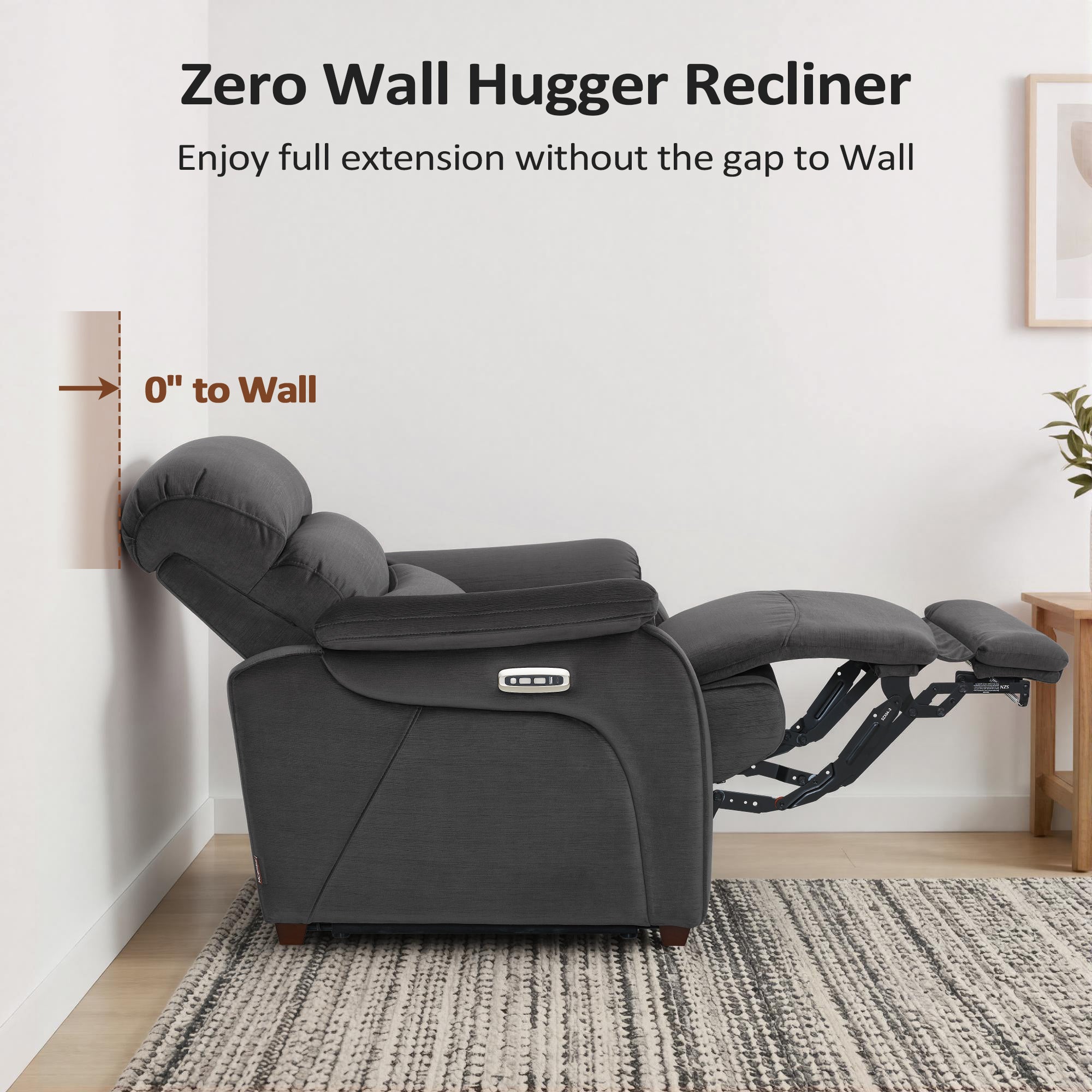 Zero Wall-Hugger Power Recliner Chair, Small Spaces and RV, Fabric ST257