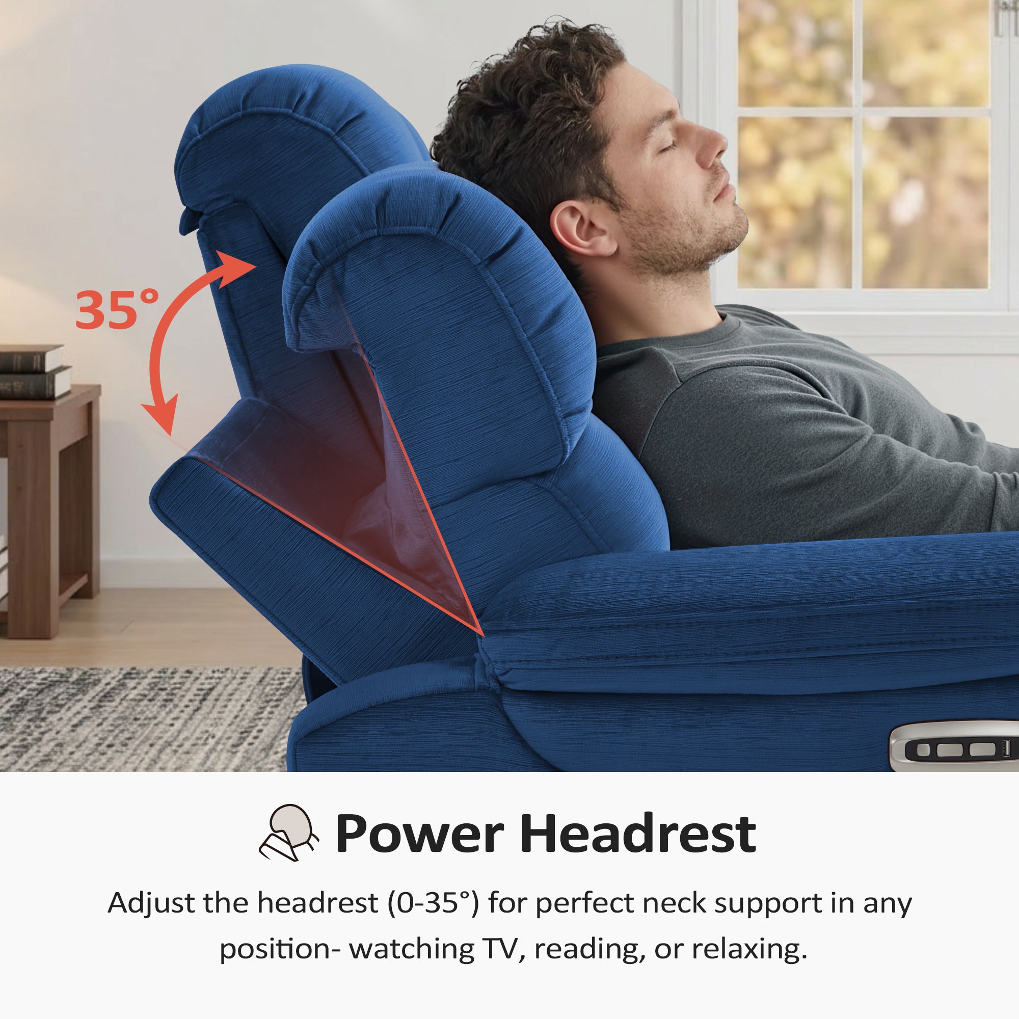 Zero Wall-Hugger Power Recliner Chair, Small Spaces and RV, Fabric ST257