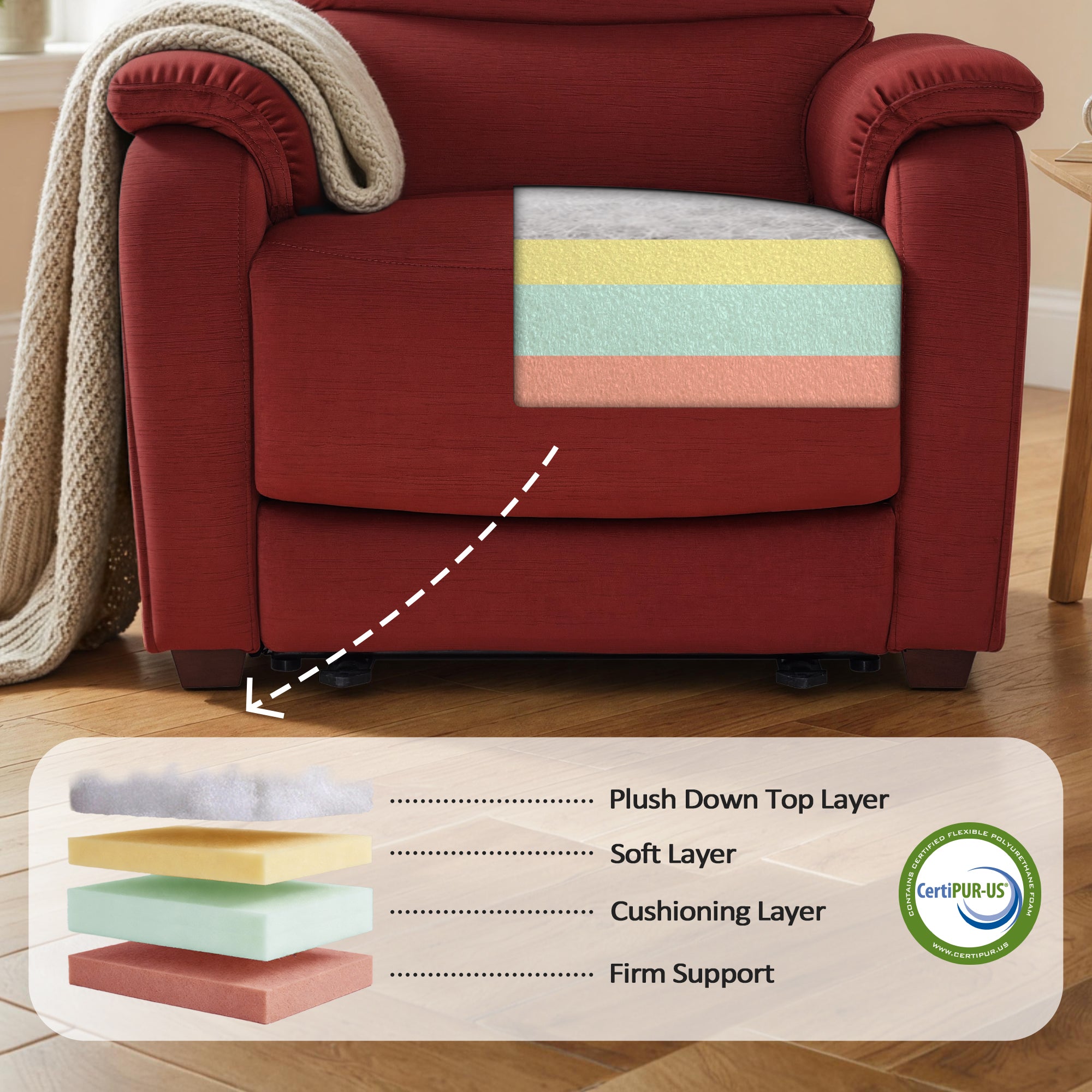 Zero Wall-Hugger Power Recliner Chair, Small Spaces and RV, Fabric ST257
