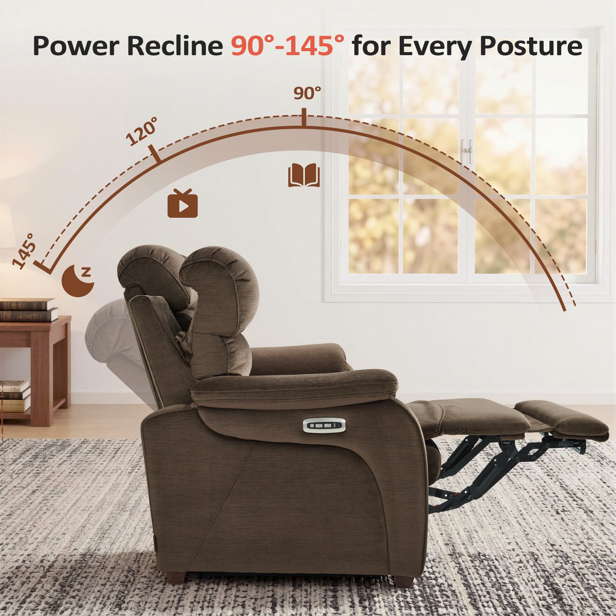61.6'' Wall Hugger Power Loveseat Recliner Sofa with Adjustable Headrest and USB A & C Charge Ports for Living Room, RVs, Small Spaces, Fabric, ST258M1 | ST258M2 |ST258M3