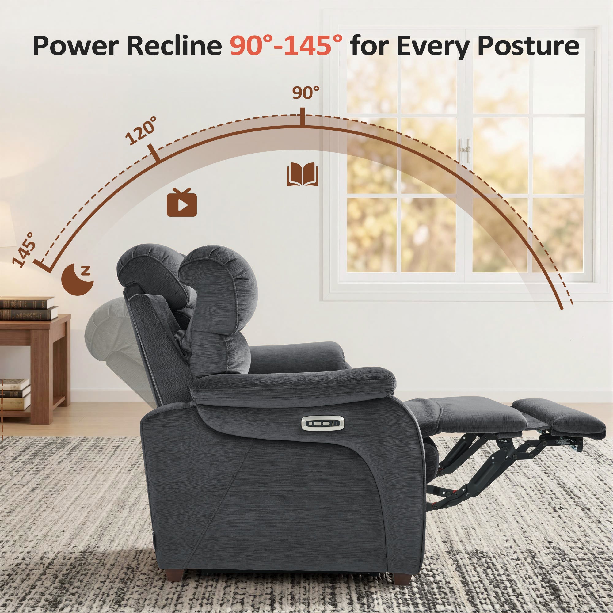 61.6'' Wall Hugger Power Loveseat Recliner Sofa with Adjustable Headrest and USB A & C Charge Ports for Living Room, RVs, Small Spaces, Fabric, ST258M1 | ST258M2 |ST258M3